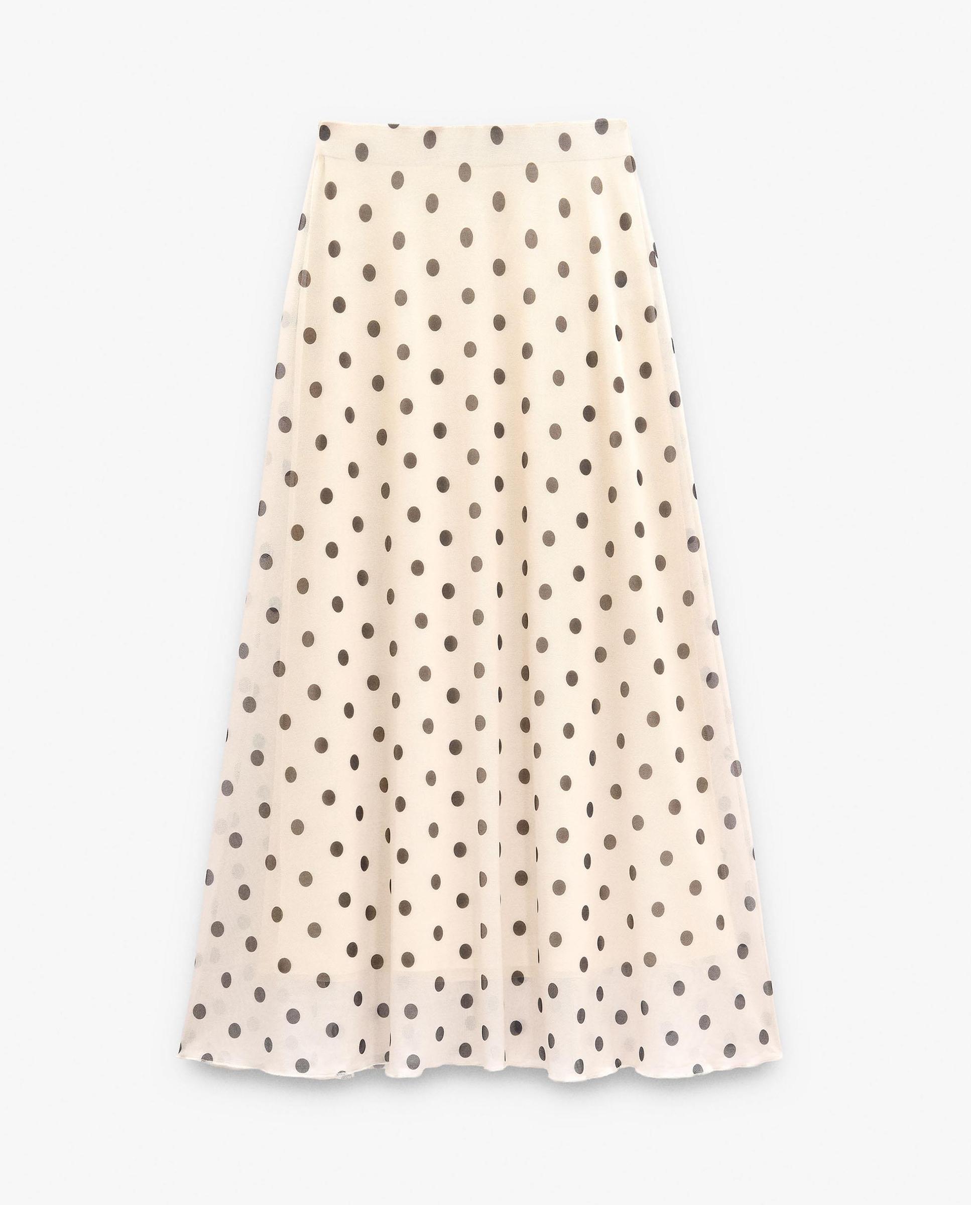 Falda larga con estampado de lunares - Parfois - Natural Natural-6
