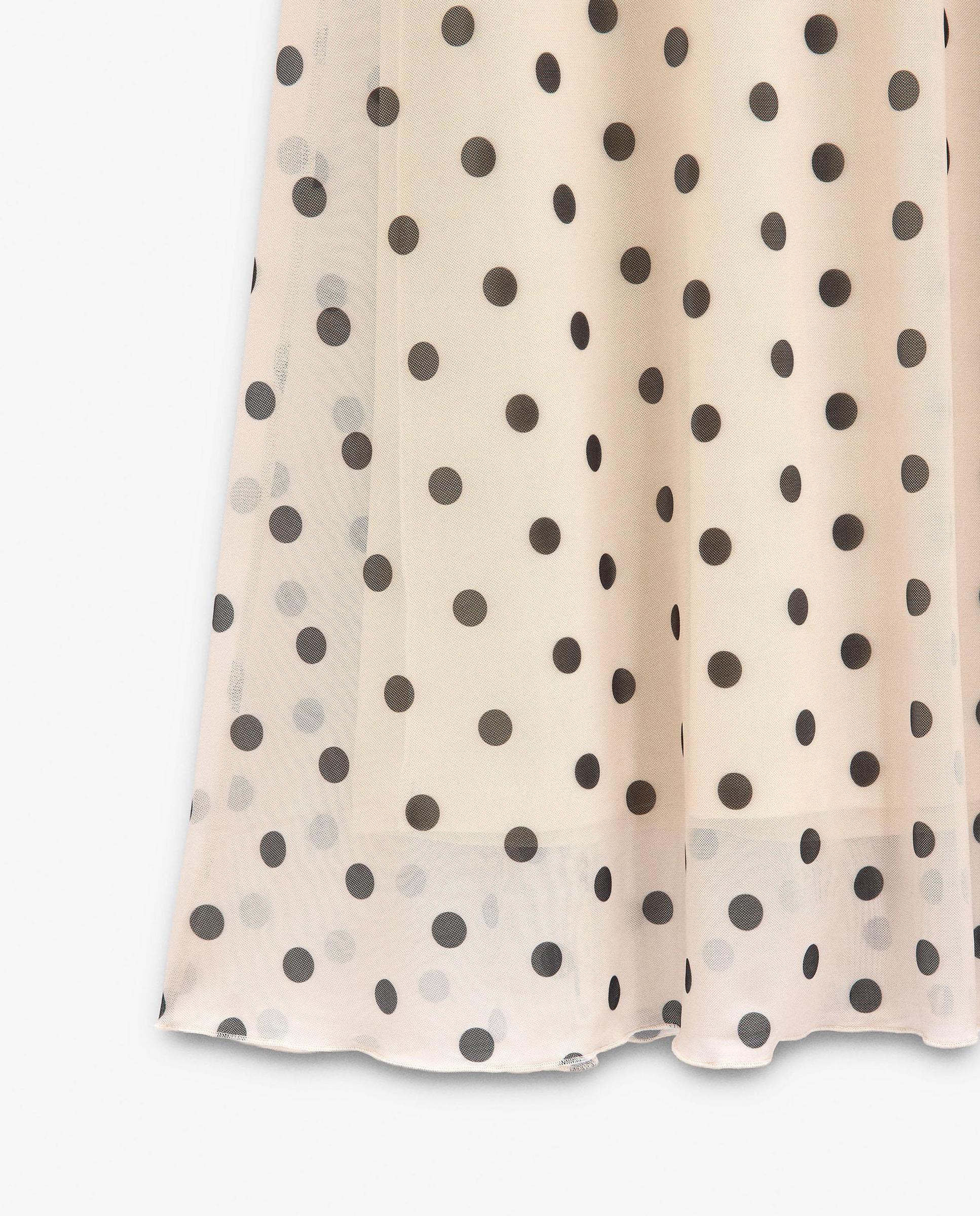 Falda larga con estampado de lunares - Parfois - Natural Natural-5