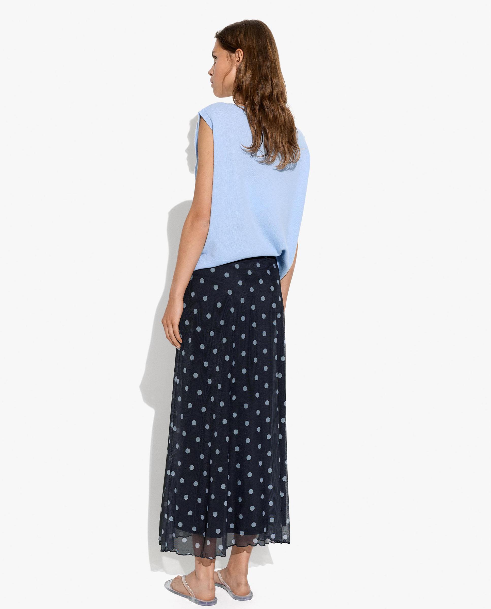 Falda larga con estampado de lunares - Parfois - Azul marino Azul marino-4