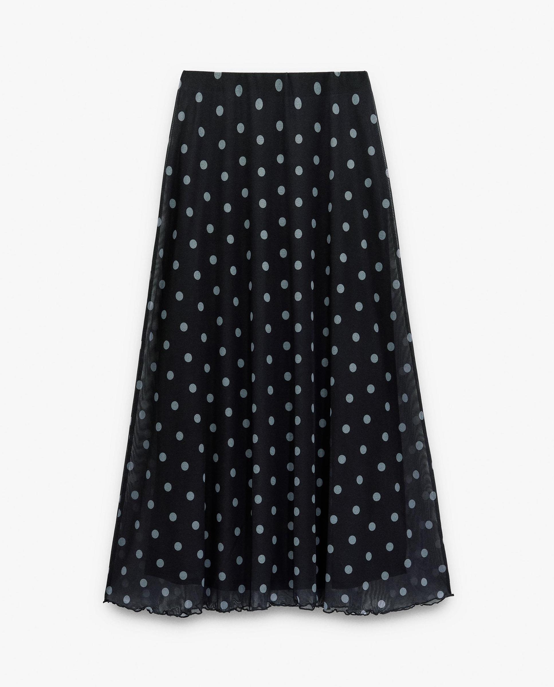 Falda larga con estampado de lunares - Parfois - Azul marino Azul marino-6