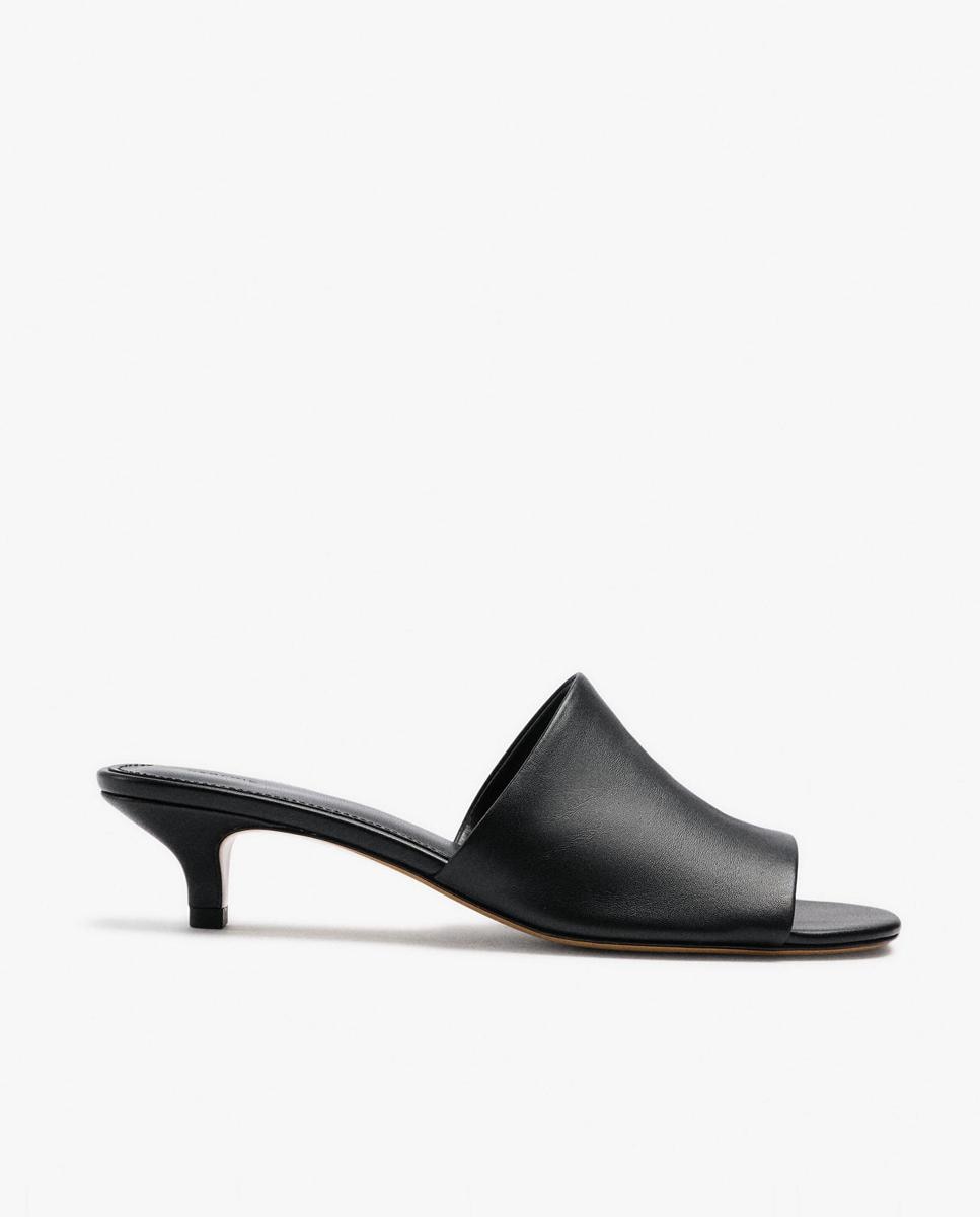 Sandalias de tacón de mujer 100% piel en liso - Parfois - Negro Negro-1