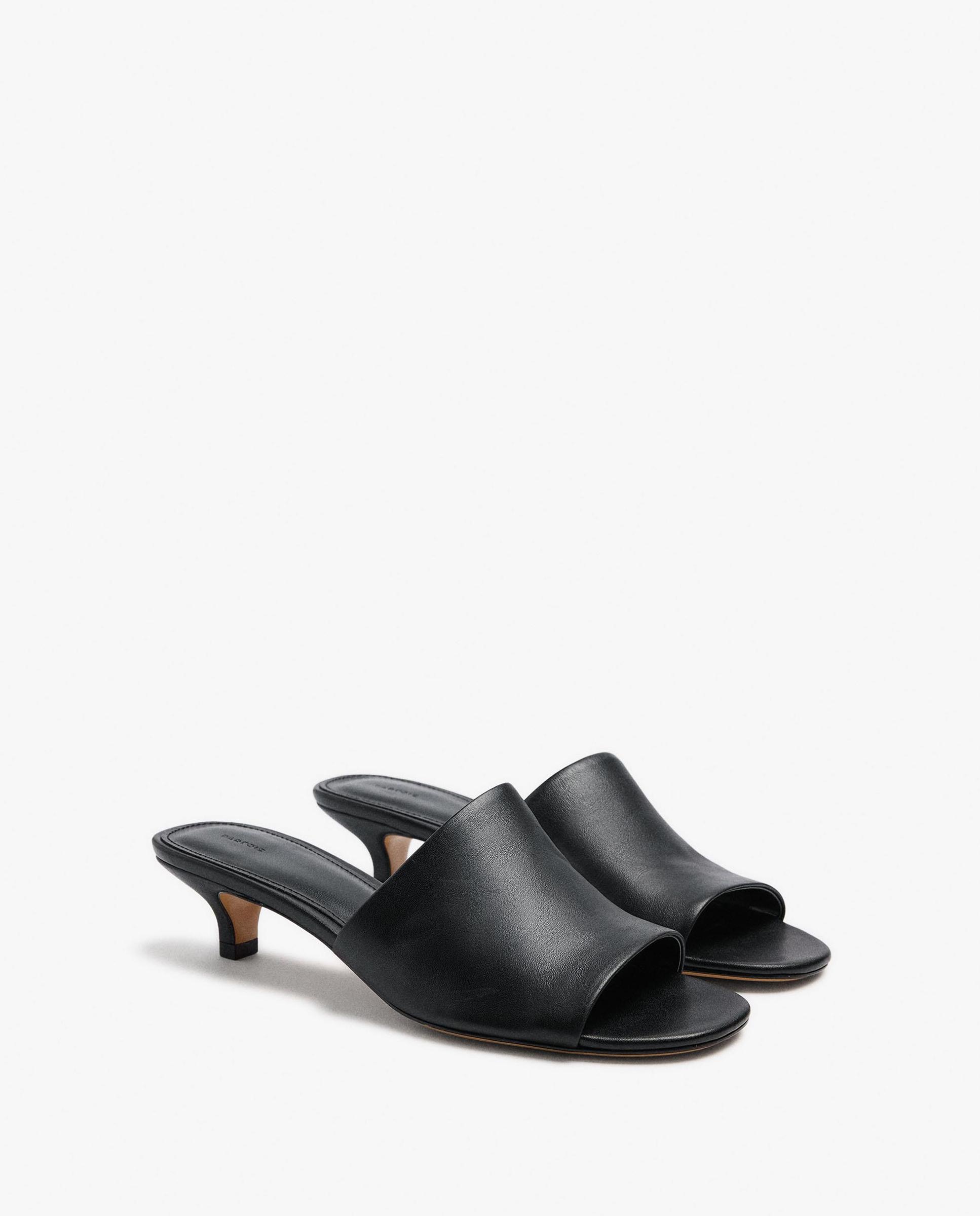 Sandalias de tacón de mujer 100% piel en liso - Parfois - Negro Negro-2