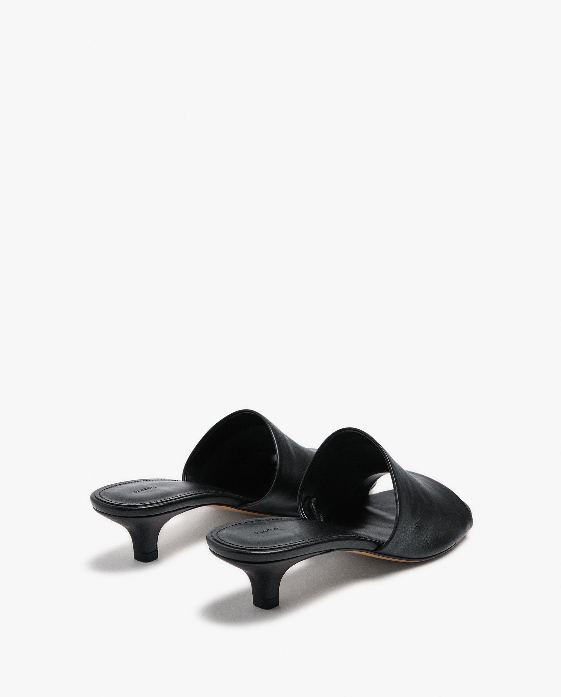 Sandalias de tacón de mujer 100% piel en liso - Parfois - Negro Negro-4
