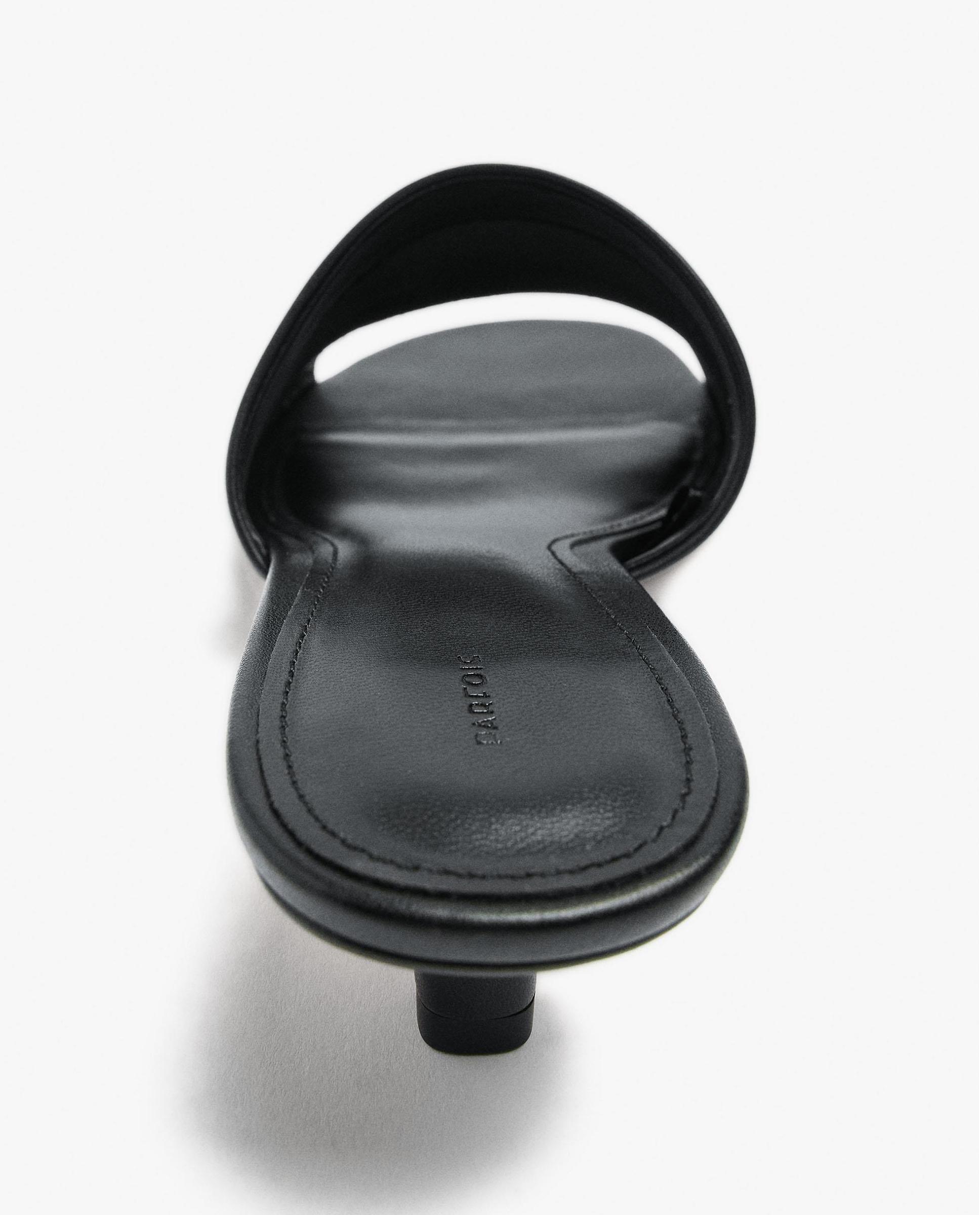 Sandalias de tacón de mujer 100% piel en liso - Parfois - Negro Negro-5