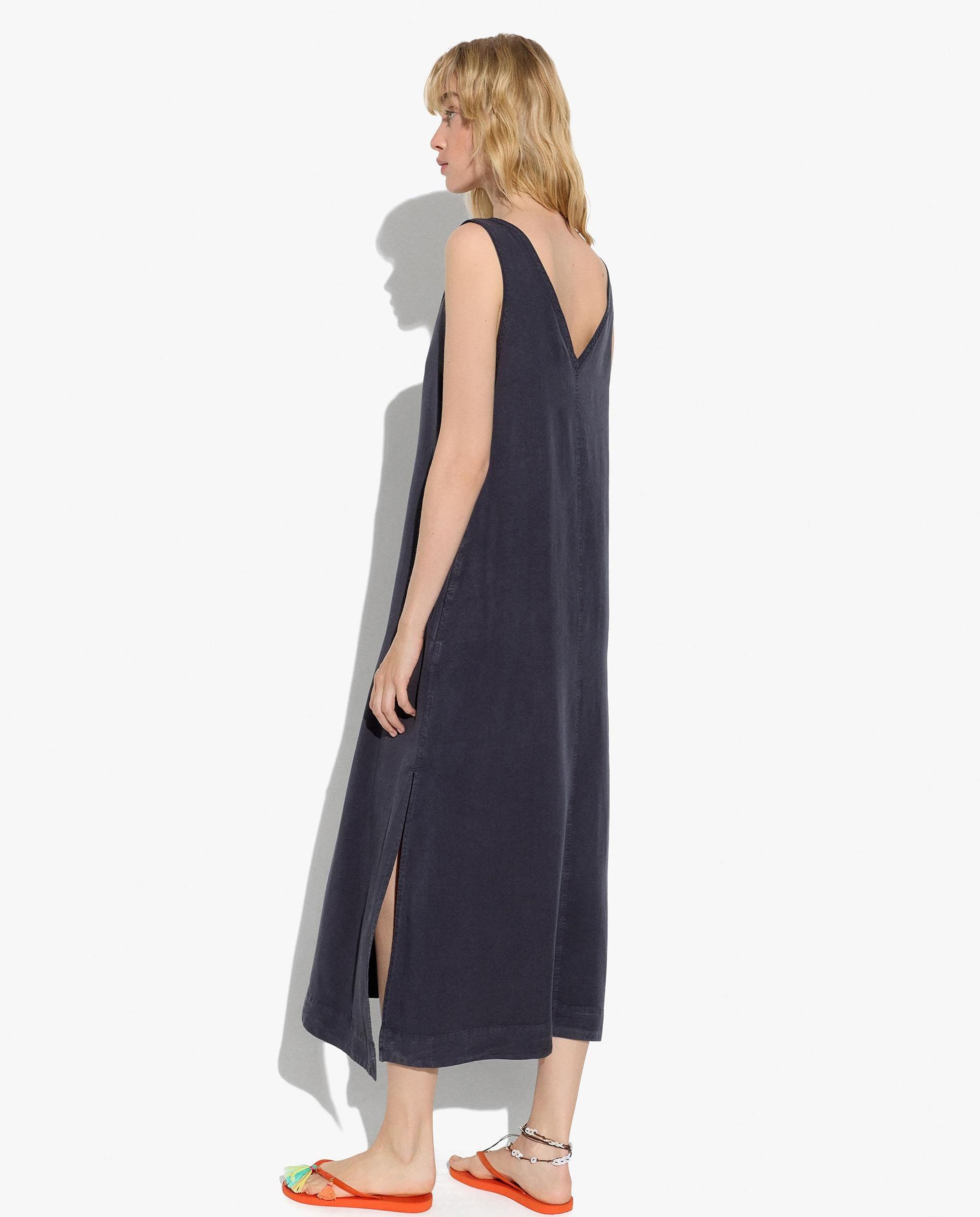 Vestido midi 100% liocel sin mangas fluido en liso - Parfois - Gris oscuro Gris oscuro-3