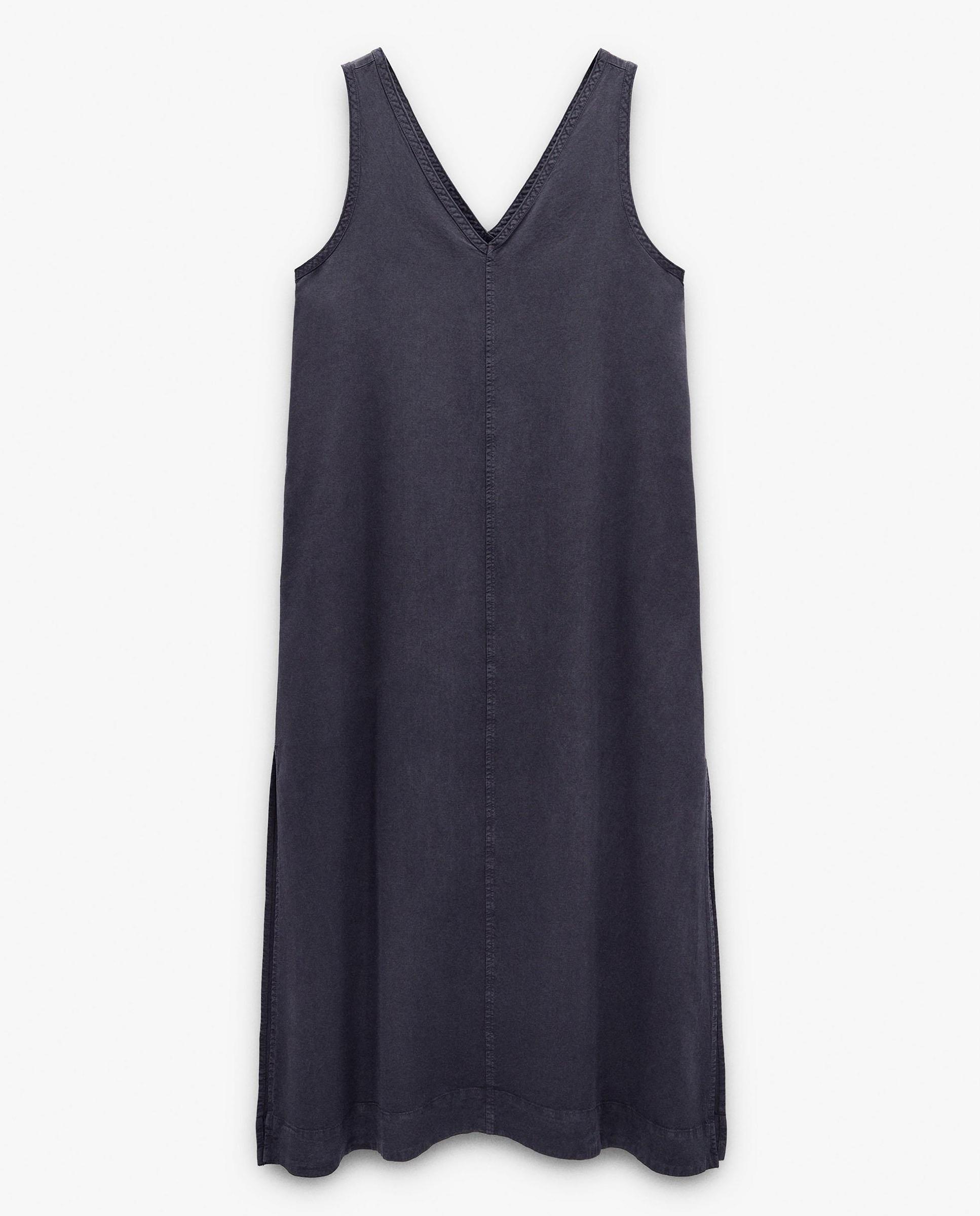 Vestido midi 100% liocel sin mangas fluido en liso - Parfois - Gris oscuro Gris oscuro-5