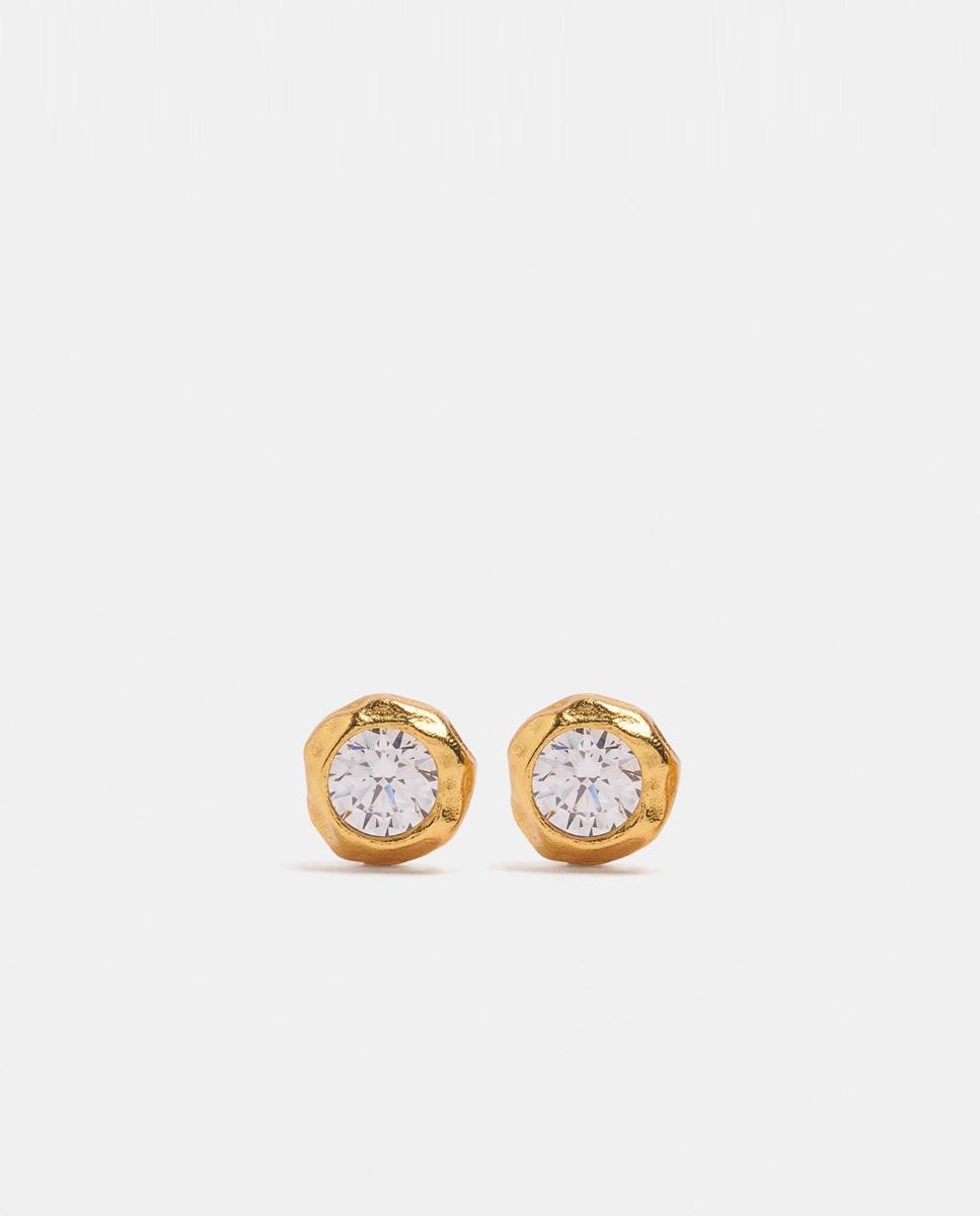 Pendientes de plata de ley bañado en oro de 18 k con circonitas - Parfois - Dorado Dorado-1