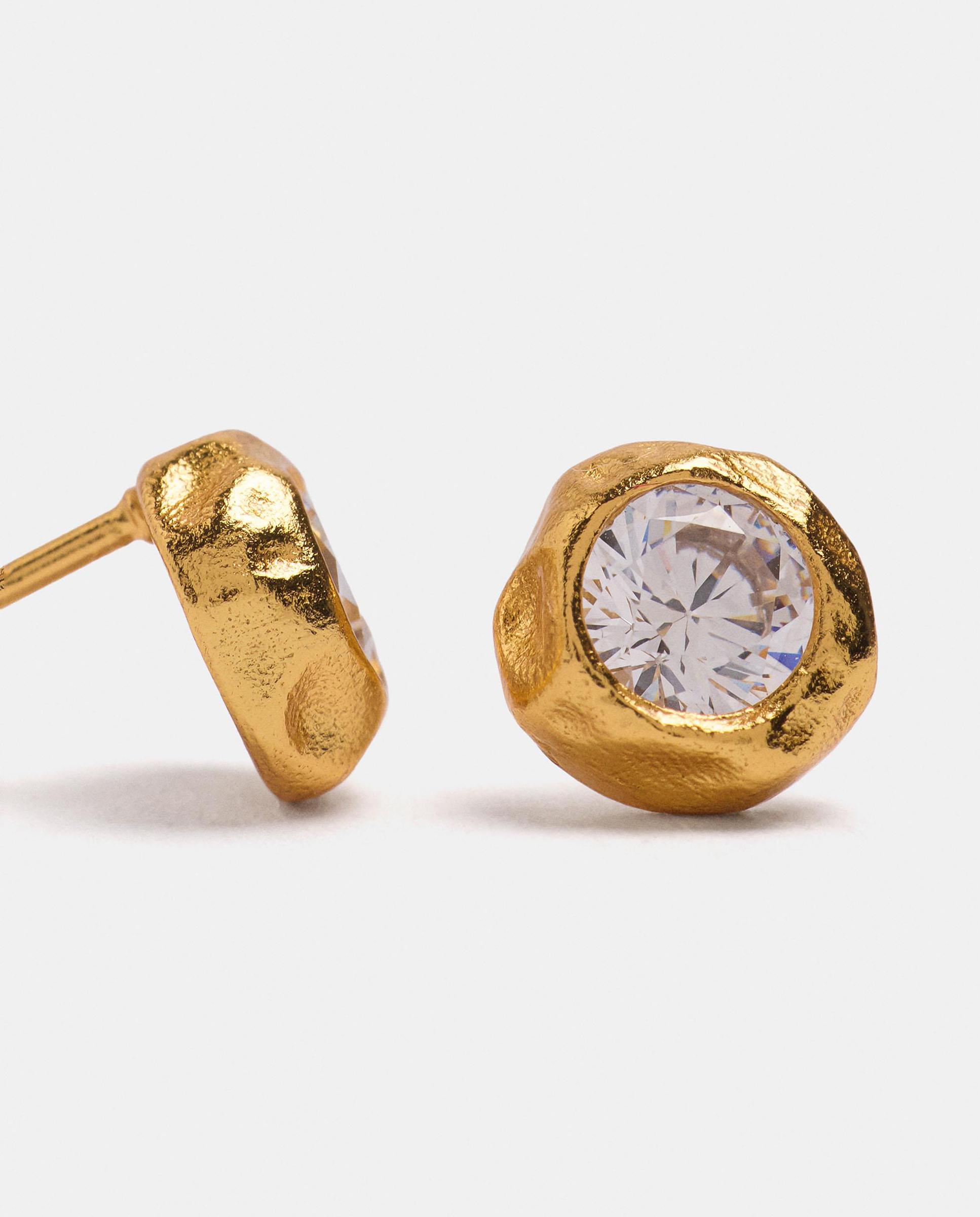 Pendientes de plata de ley bañado en oro de 18 k con circonitas - Parfois - Dorado Dorado-2