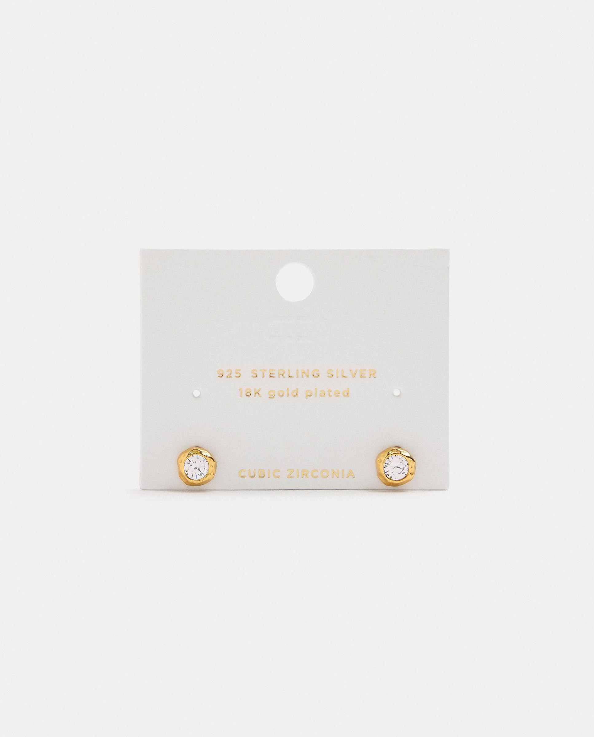 Pendientes de plata de ley bañado en oro de 18 k con circonitas - Parfois - Dorado Dorado-4
