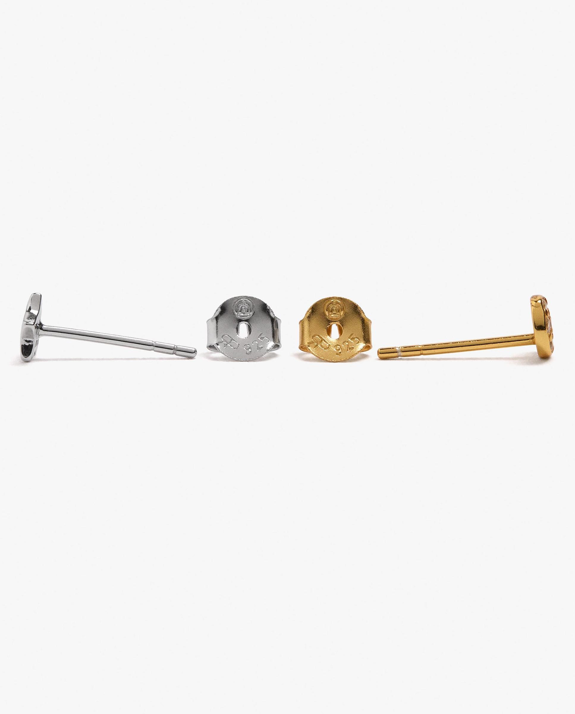Pendientes de plata de ley bañado en oro de 18 k con circonitas - Parfois - Blanco Blanco-3