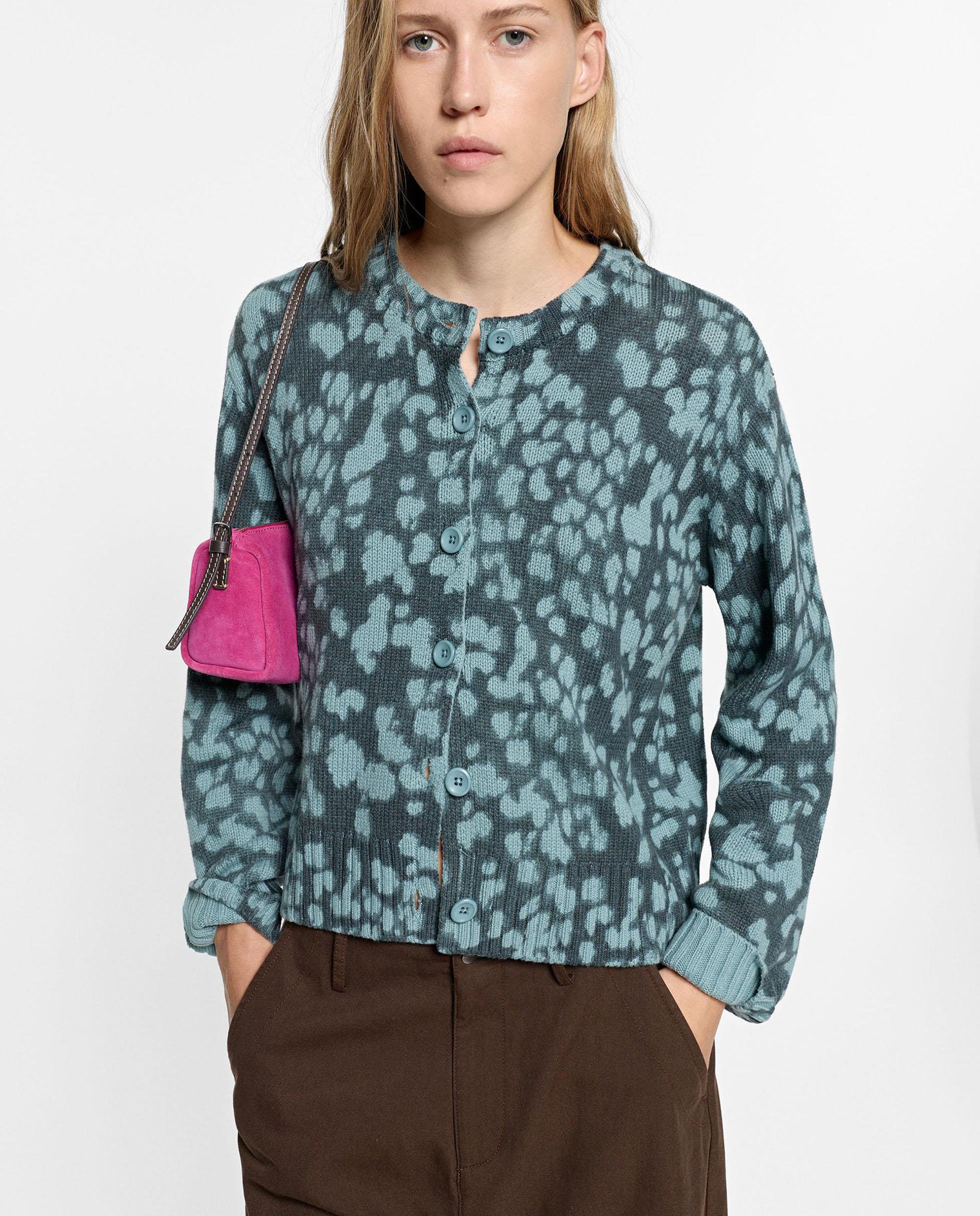 Imagen 0 de Cárdigan de mujer de punto con estapado animal print Azul