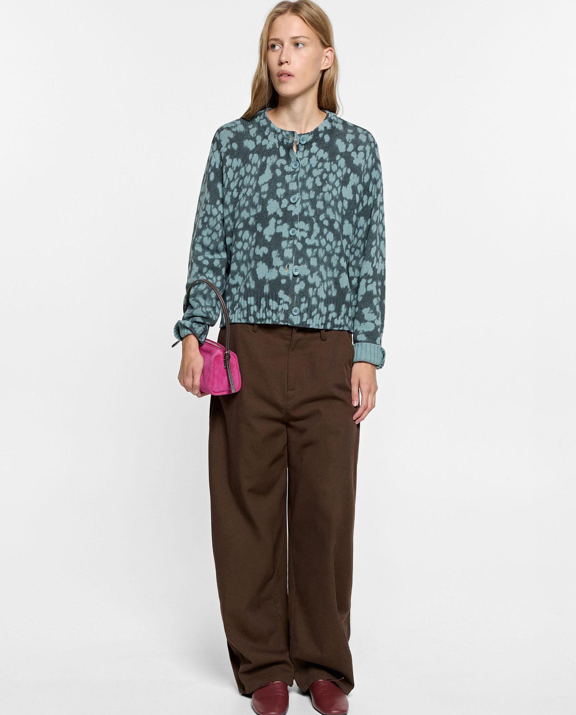 Cárdigan de mujer de punto con estapado animal print - Parfois - Azul Azul-2