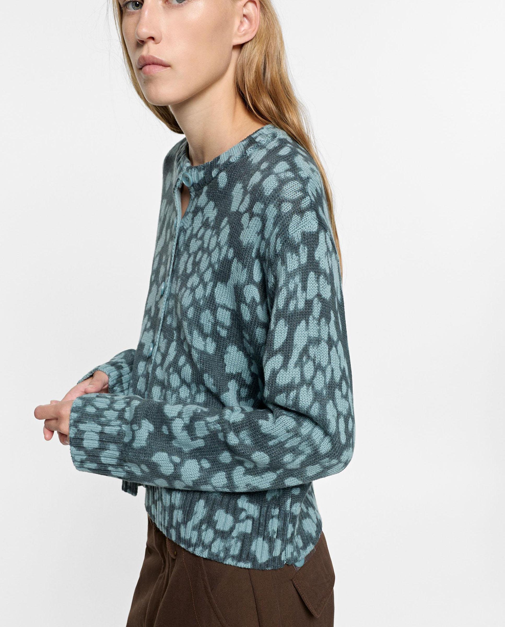 Cárdigan de mujer de punto con estapado animal print - Parfois - Azul Azul-3
