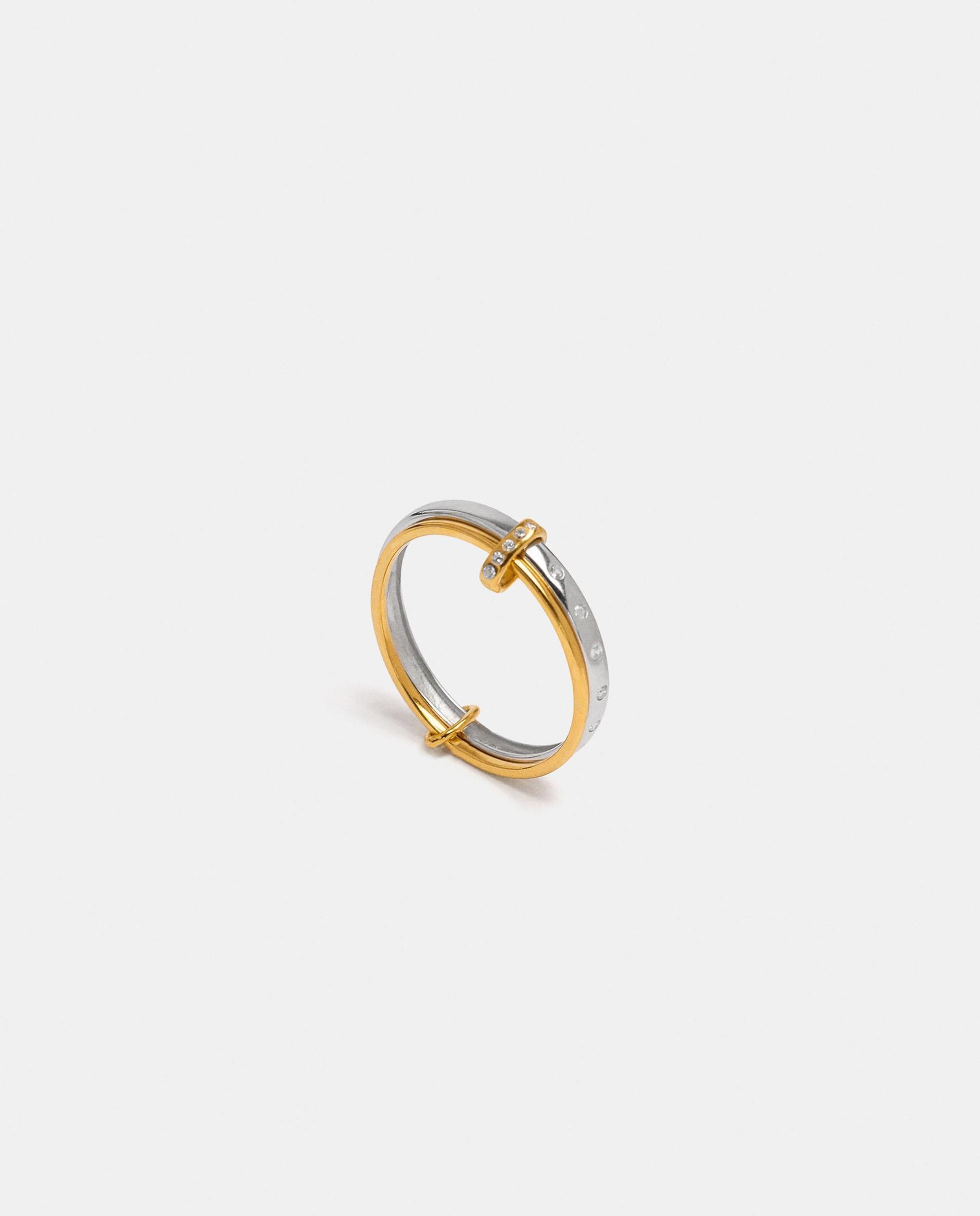 Anillo con circonitas de plata de ley doble - Parfois - Multicolor Multicolor-1