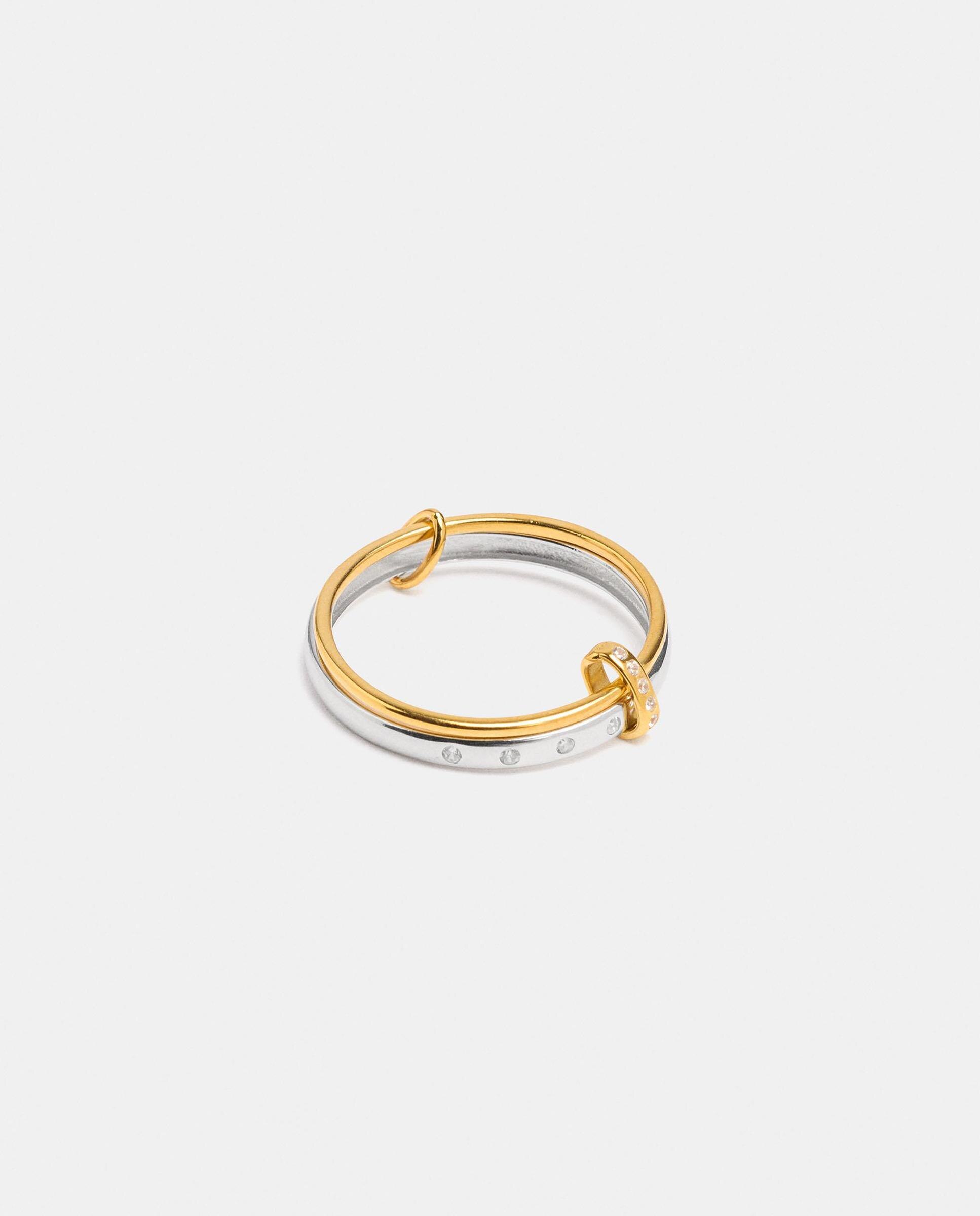 Anillo con circonitas de plata de ley doble - Parfois - Multicolor Multicolor-3