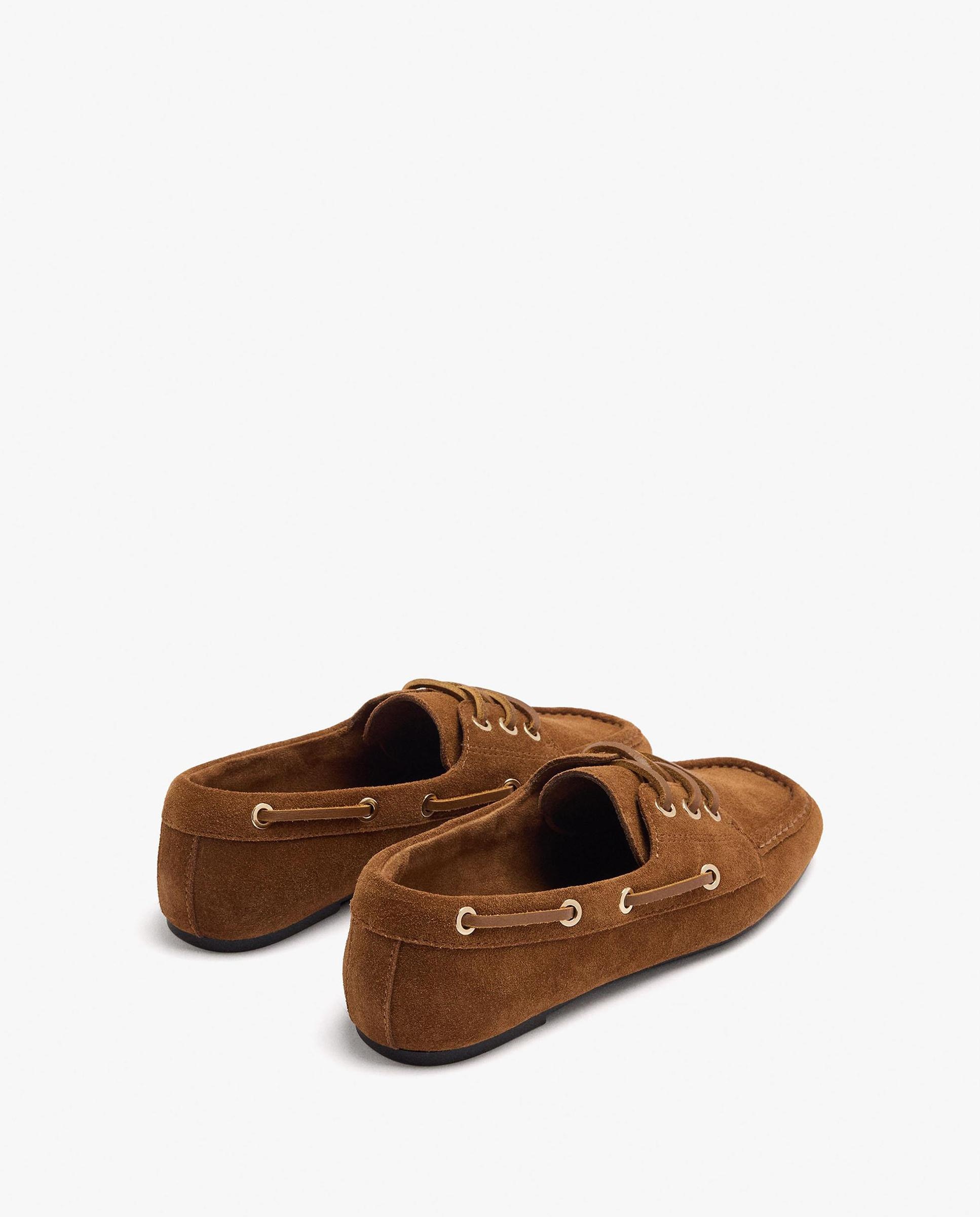Mocasines planos de mujer 100% piel con cordones decorativos - Parfois - Marrón claro Marrón claro-4
