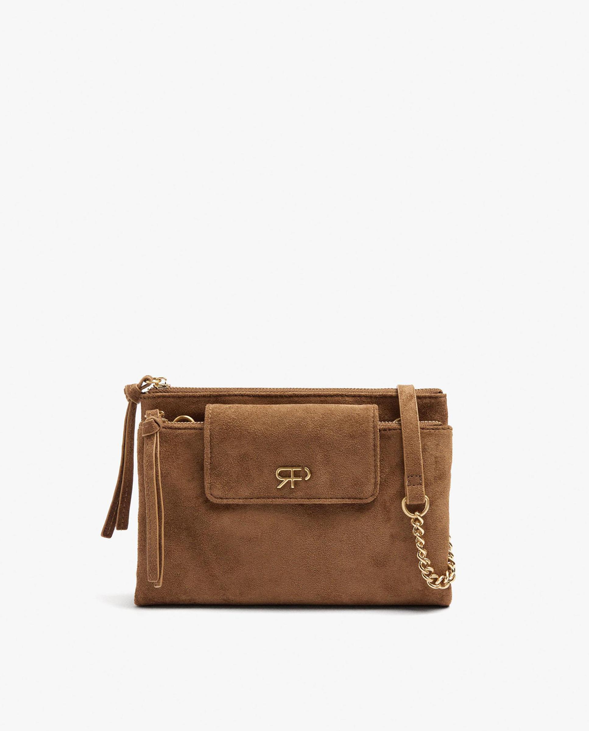 Bandolera de mujer con varios compartimentos y cierre de cremallera en liso - Parfois - Camel Camel-1