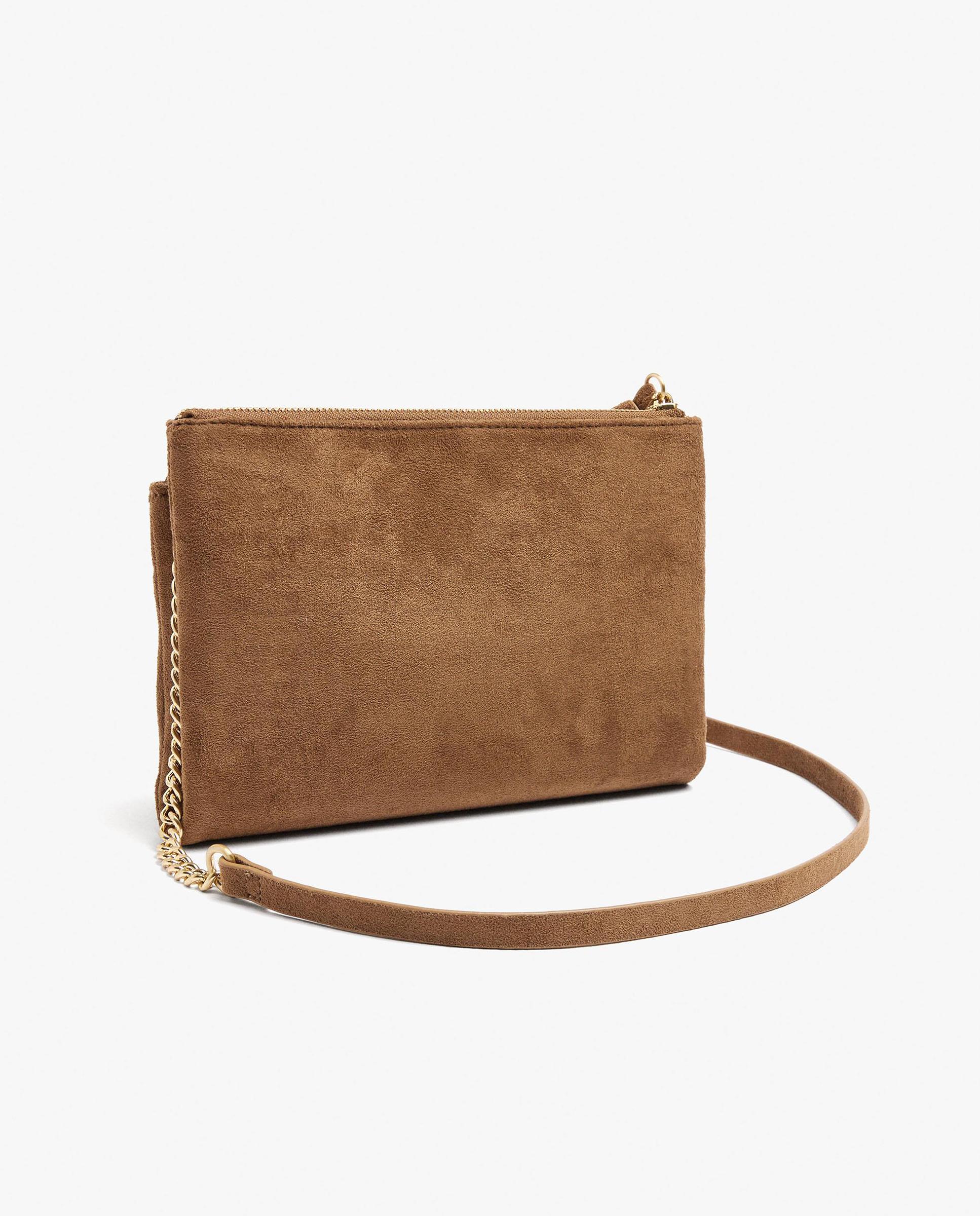Bandolera de mujer con varios compartimentos y cierre de cremallera en liso - Parfois - Camel Camel-2