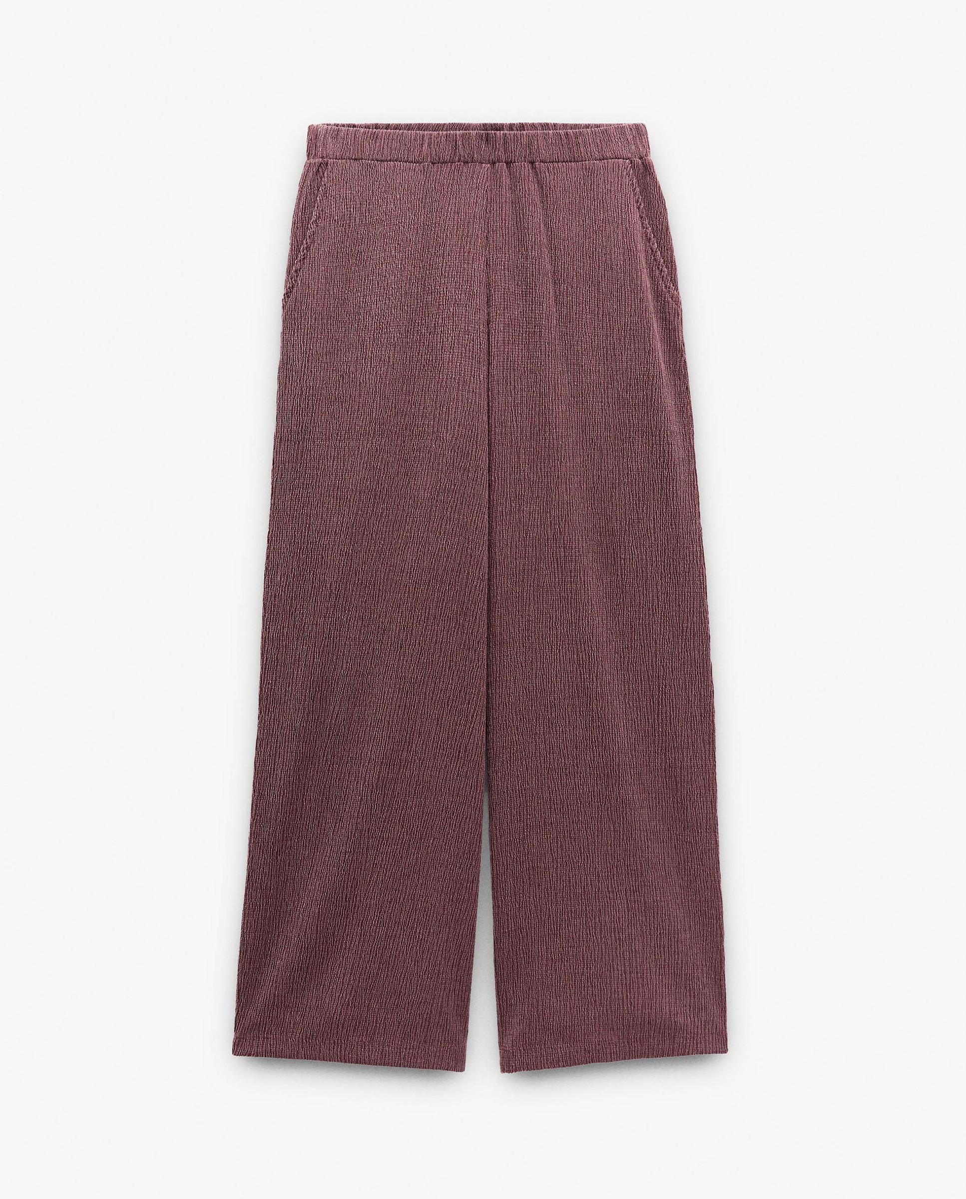 Pantalones rectos de mujer con cintura elástica en liso - Parfois - Burdeos Burdeos-7