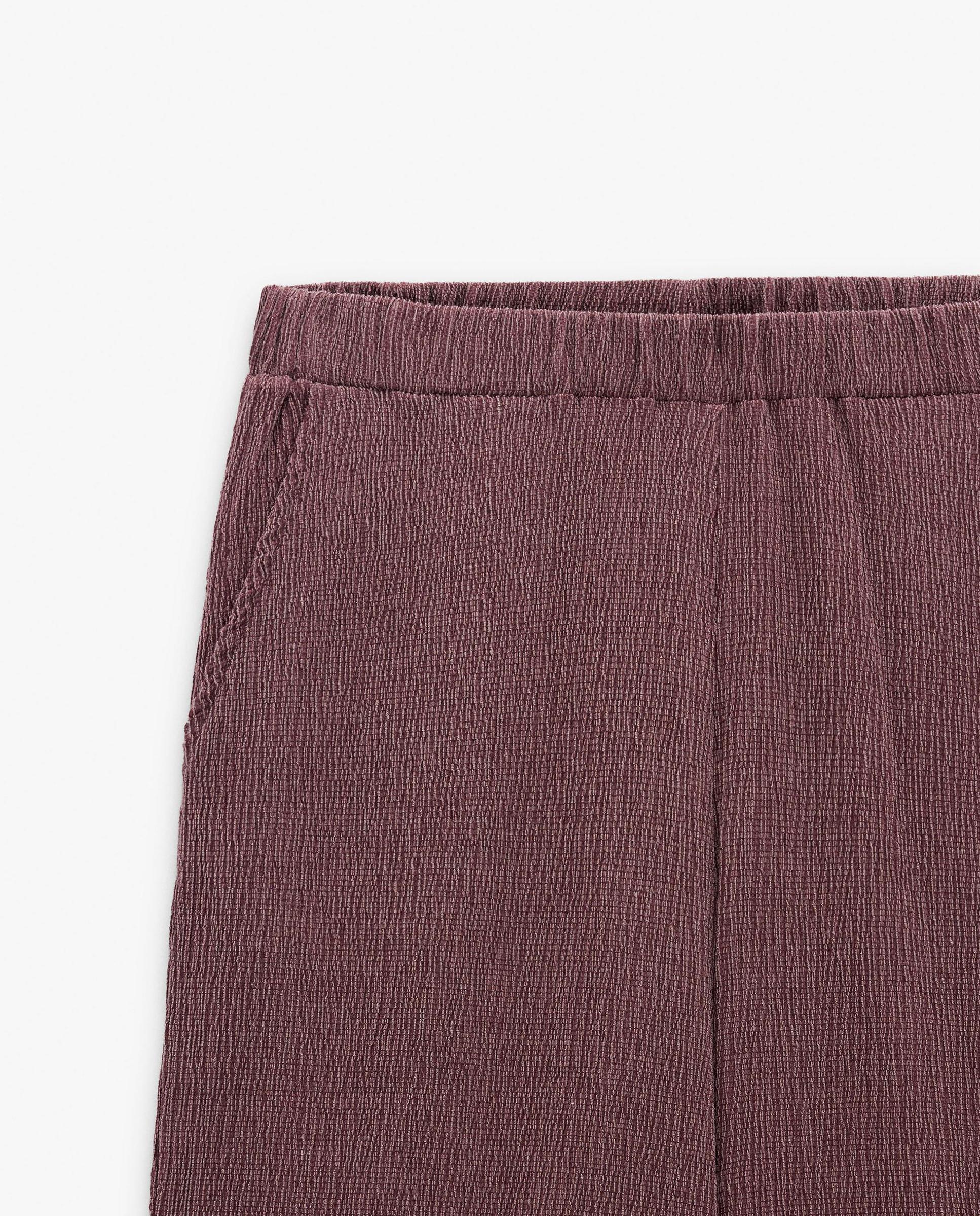Pantalones rectos de mujer con cintura elástica en liso - Parfois - Burdeos Burdeos-6