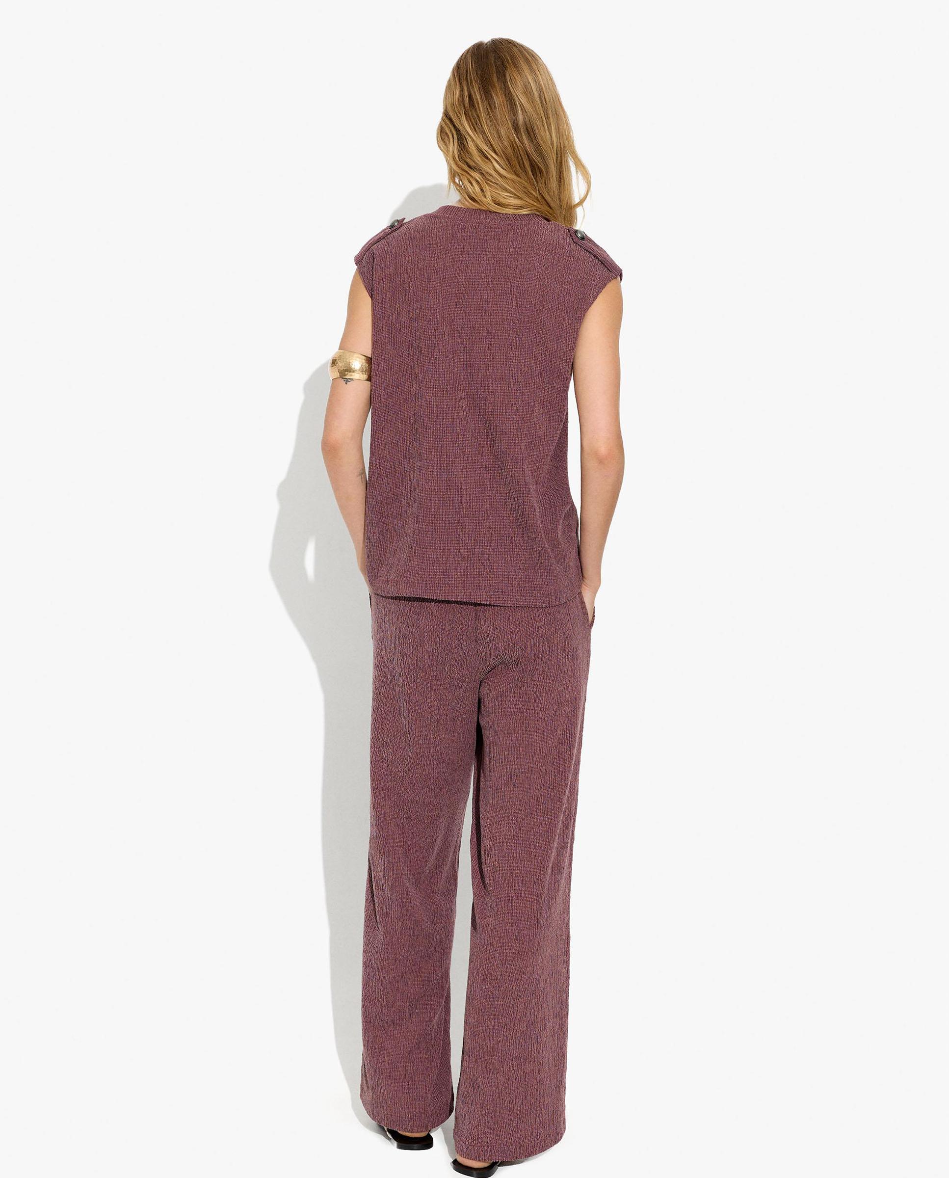 Top de mujer estilo crop de manga corta - Parfois - Burdeos Burdeos-4