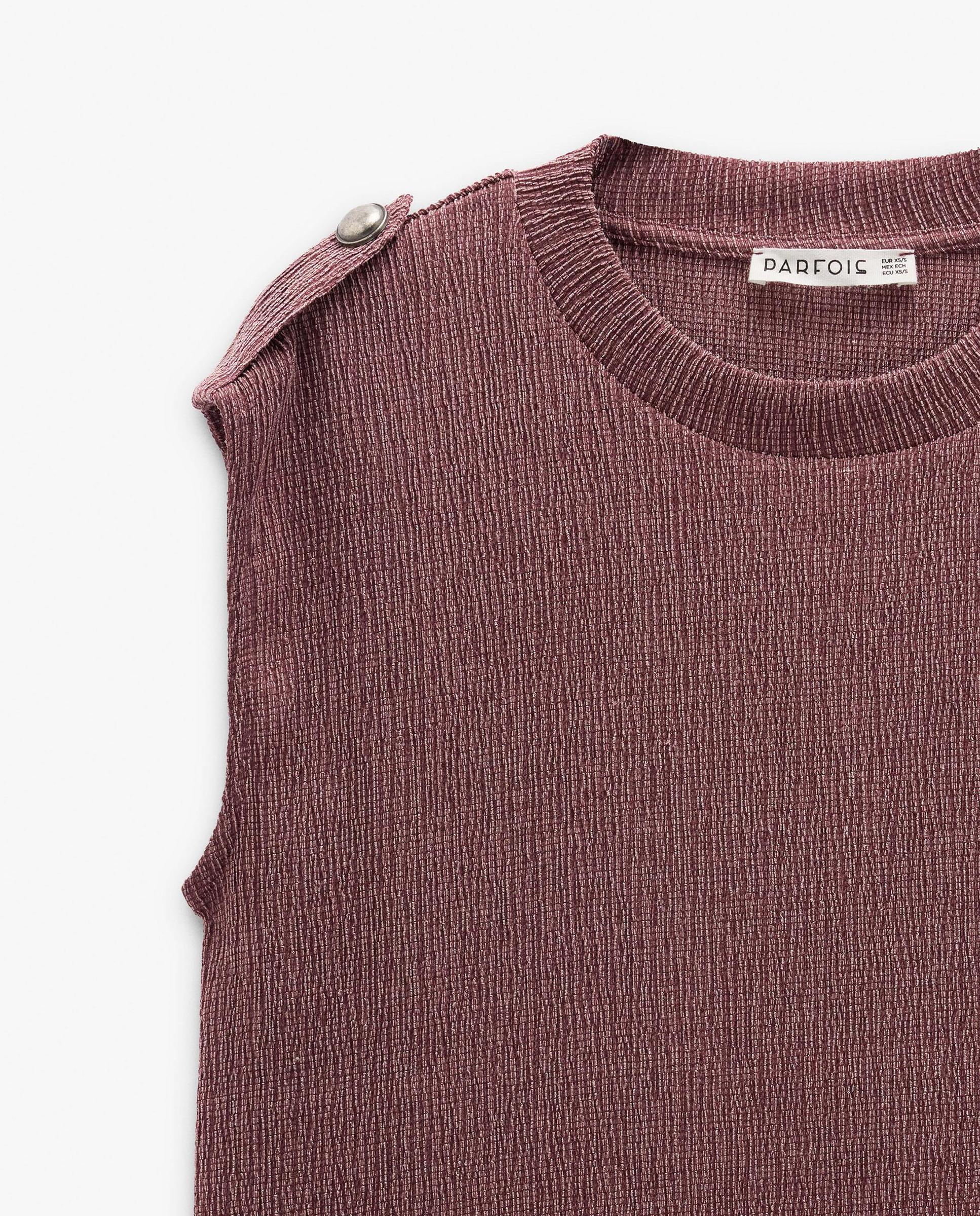 Top de mujer estilo crop de manga corta - Parfois - Burdeos Burdeos-5