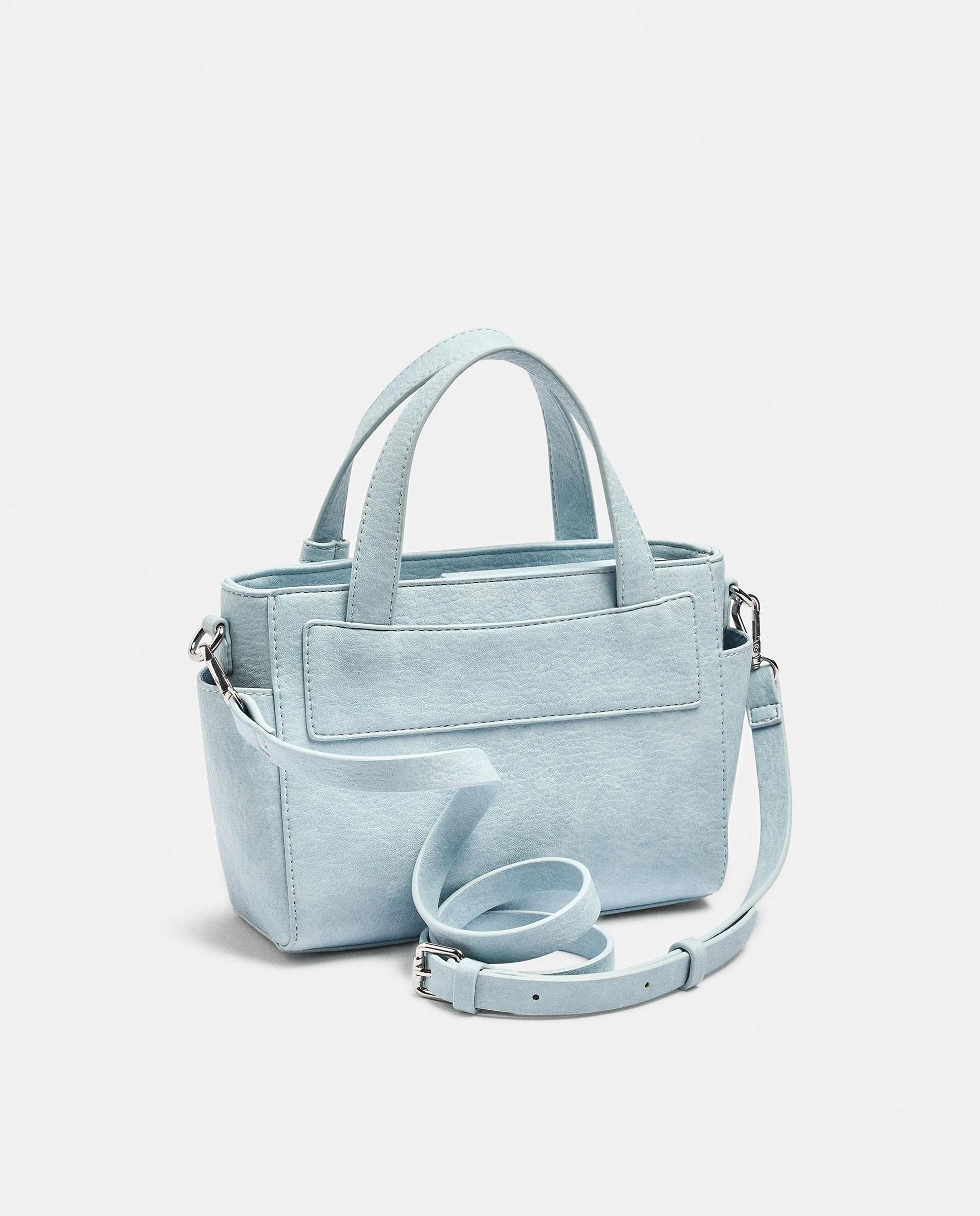 Bolso de mano estilo tote convertible a bandolera con tachuelas decorativas y cierre de cremallera - Parfois - Azul Azul-2