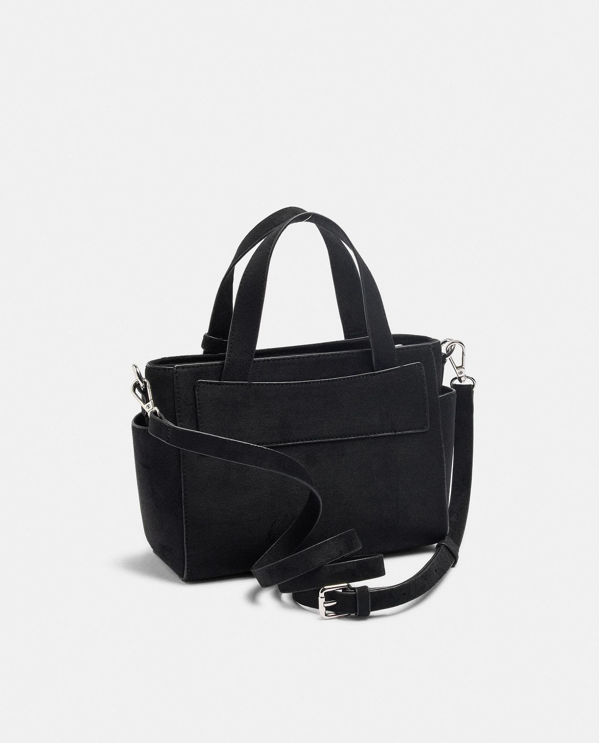 Bolso de mano estilo tote convertible a bandolera con tachuelas decorativas y cierre de cremallera - Parfois - Negro Negro-2