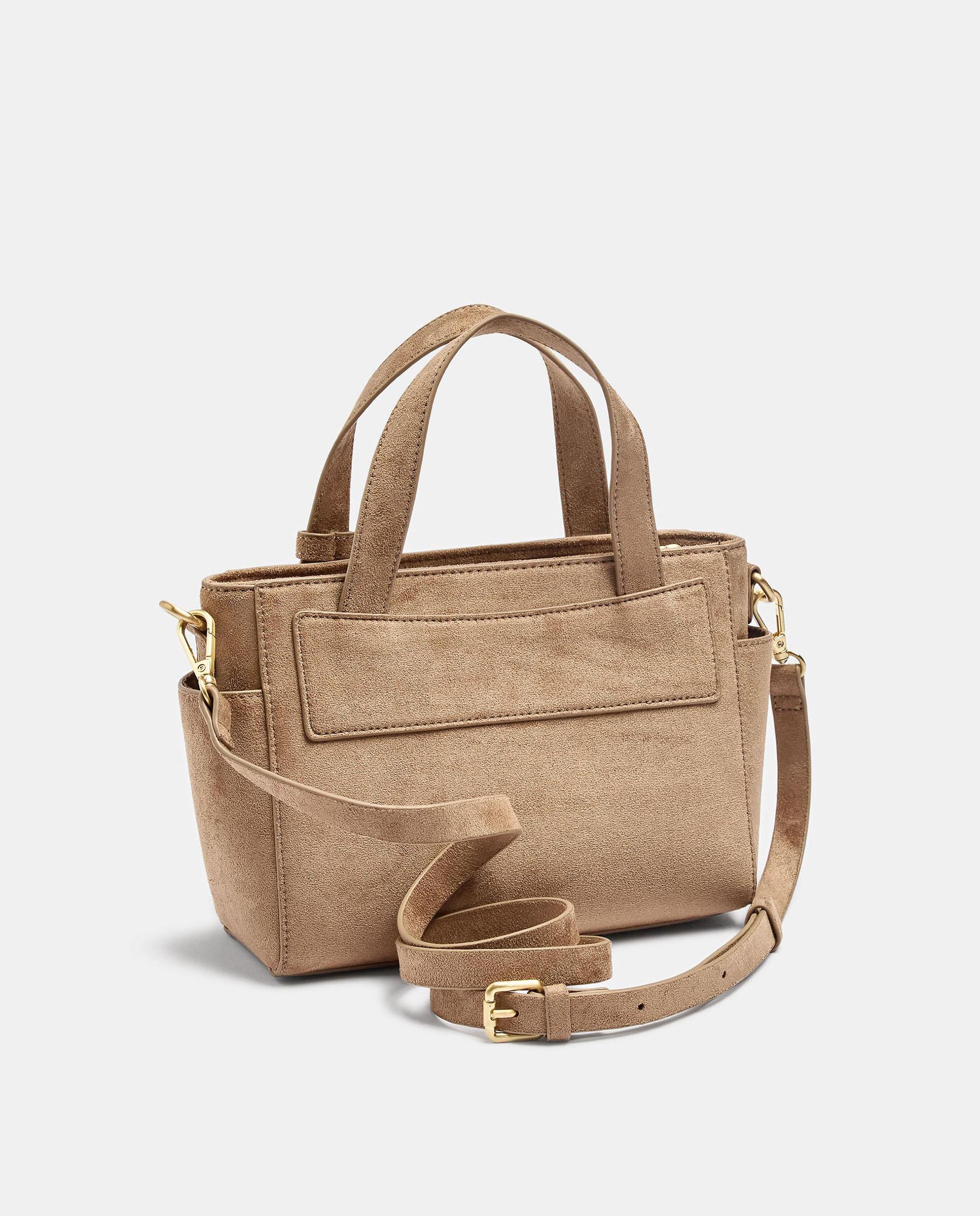 Bolso de mano estilo tote convertible a bandolera con tachuelas decorativas y cierre de cremallera - Parfois - Camel Camel-2