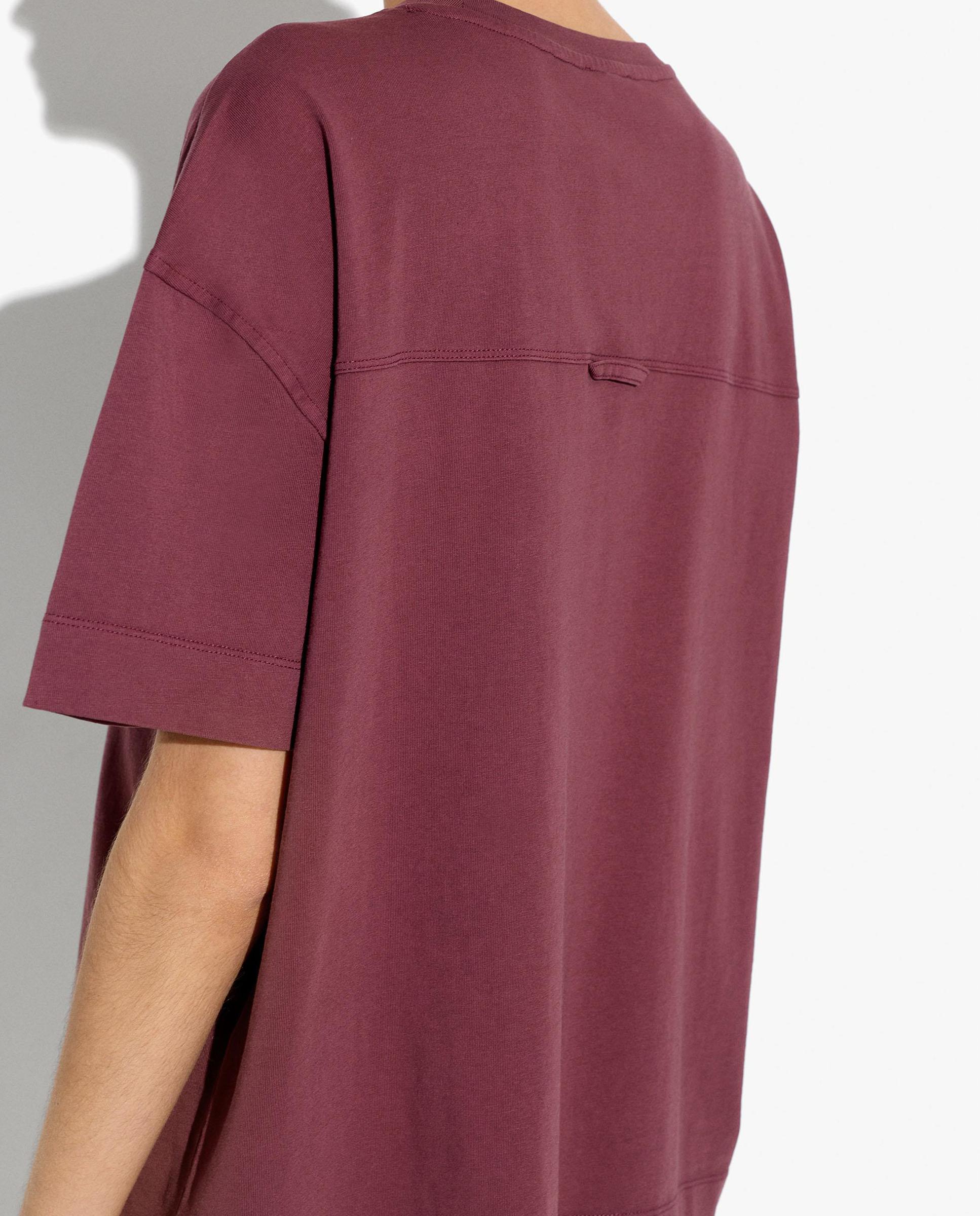 Camiseta de mujer 100% algodón de manga corta con bolsillo lateral - Parfois - Burdeos Burdeos-4