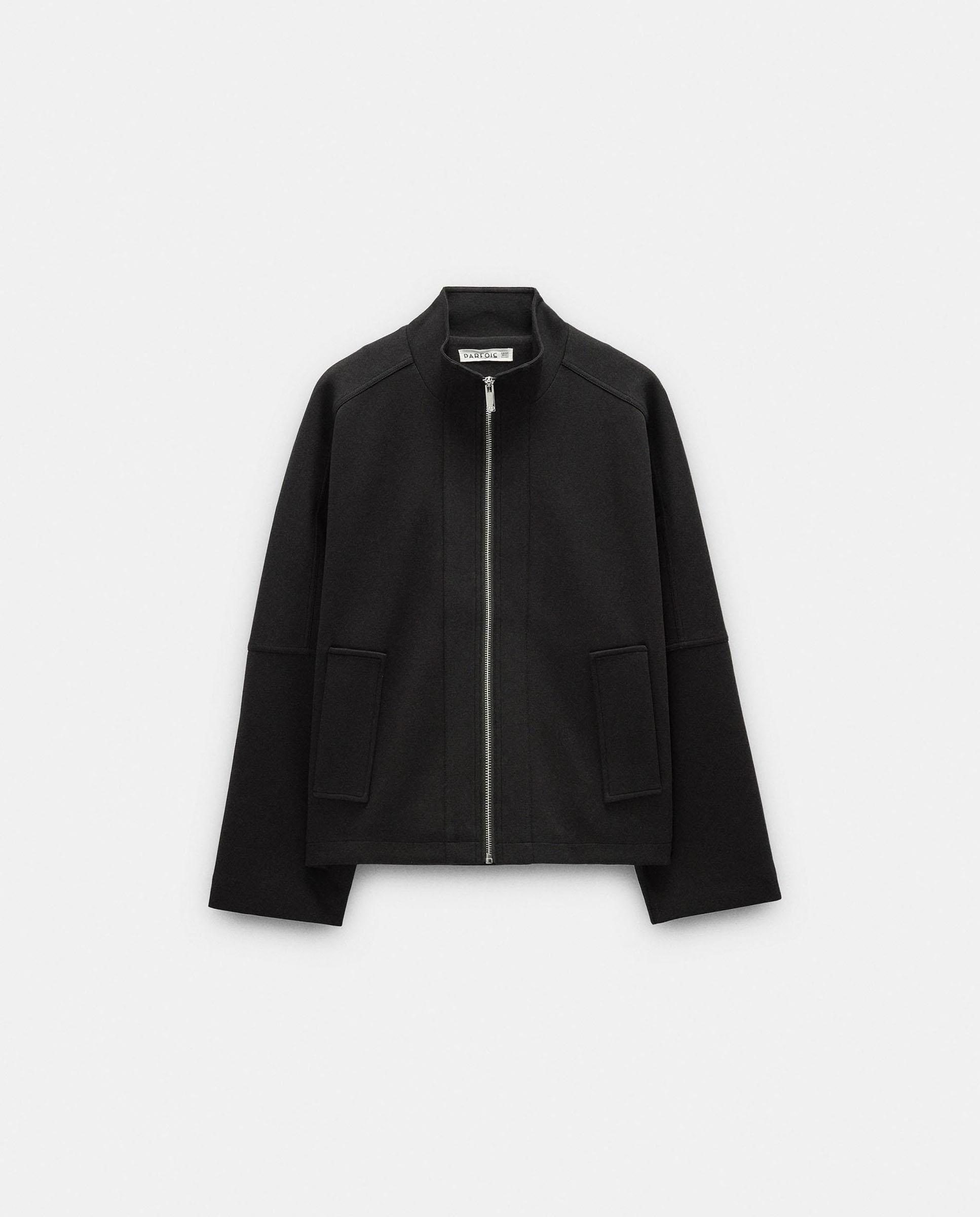 Chaqueta de mujer estructurada con cierre de cremallera en liso - Parfois - Negro Negro-6