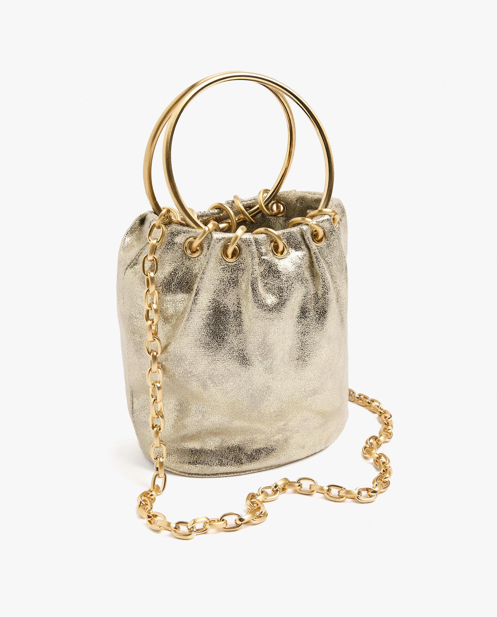 Bolso de fiesta convertible a bandolera con asa rígida en liso - Parfois - Oro Oro-2