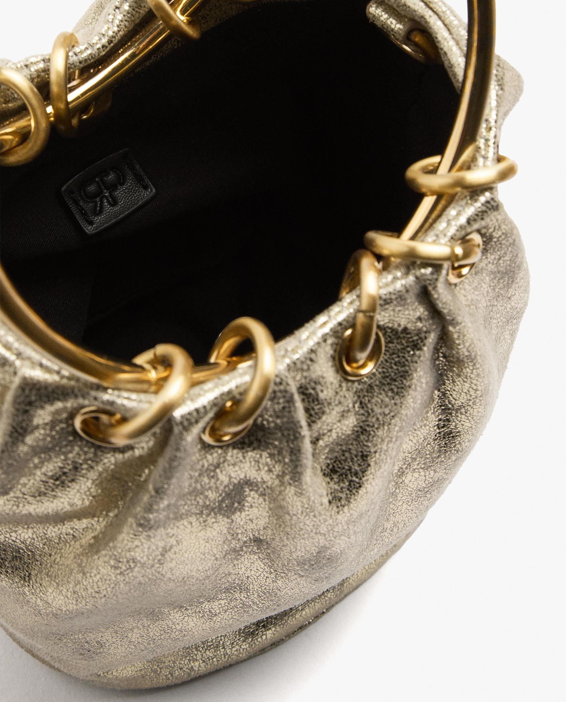 Bolso de fiesta convertible a bandolera con asa rígida en liso - Parfois - Oro Oro-4