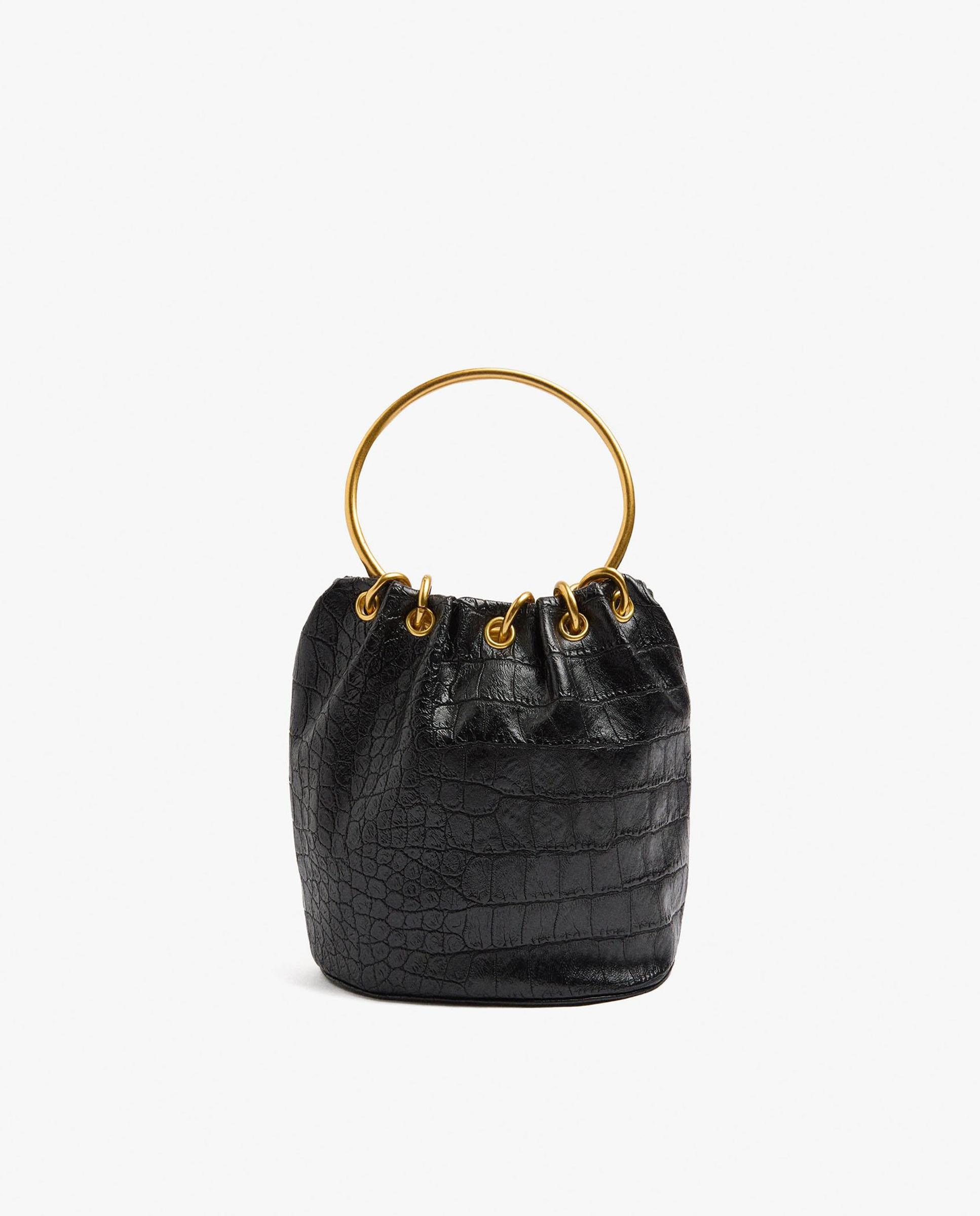 Imagen 0 de Bolso de fiesta convertible a bandolera con asa rígida y cierre imantado Negro