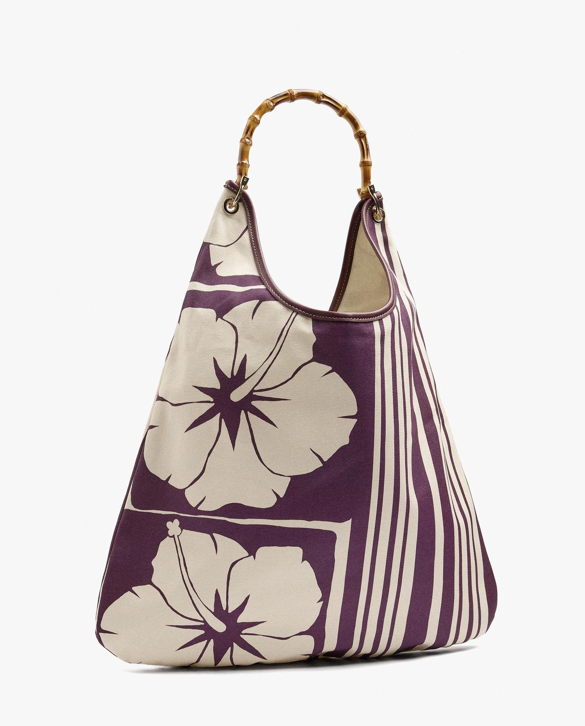 Bolso de hombro abierto con estampado floral y de rayas - Parfois - Burdeos Burdeos-2