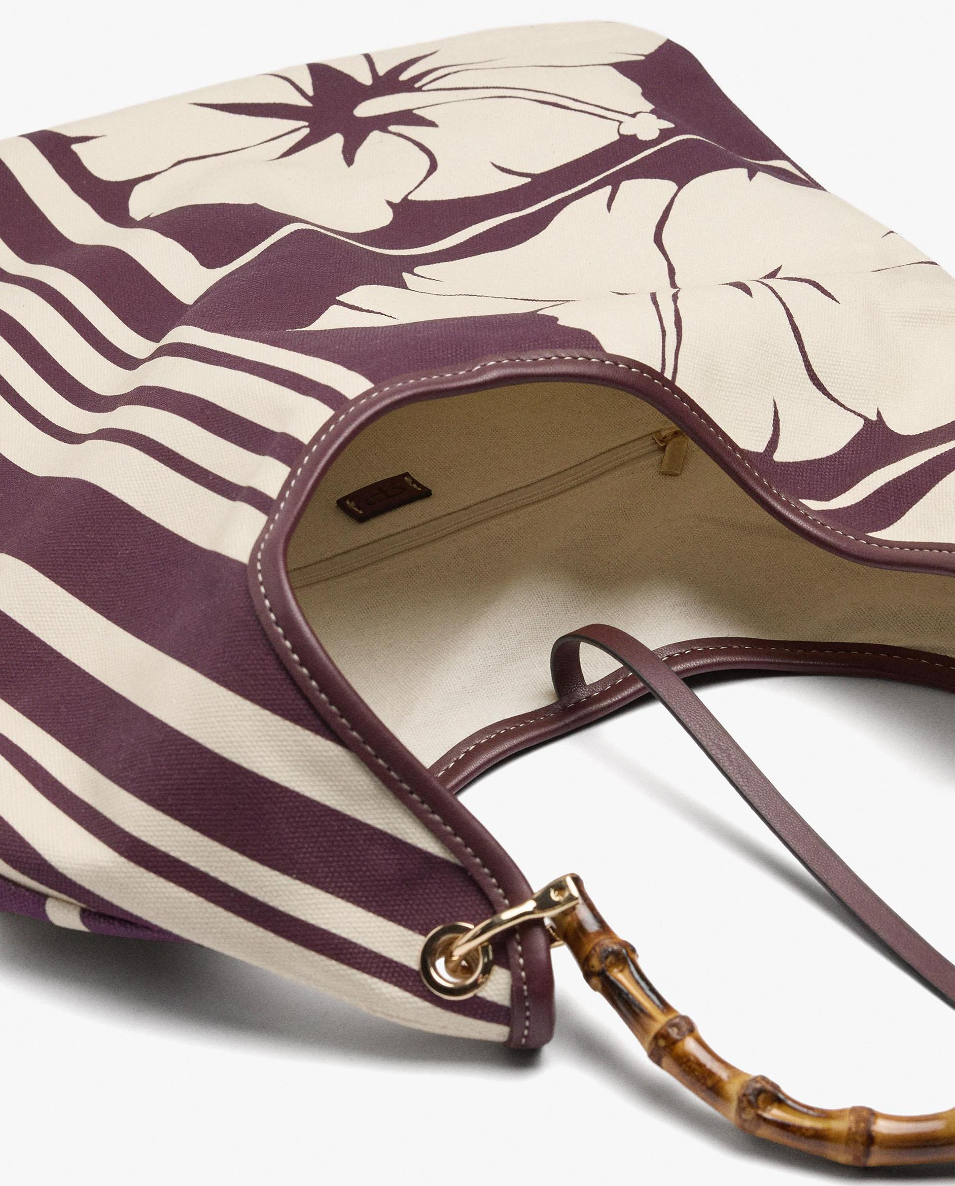 Bolso de hombro abierto con estampado floral y de rayas - Parfois - Burdeos Burdeos-4