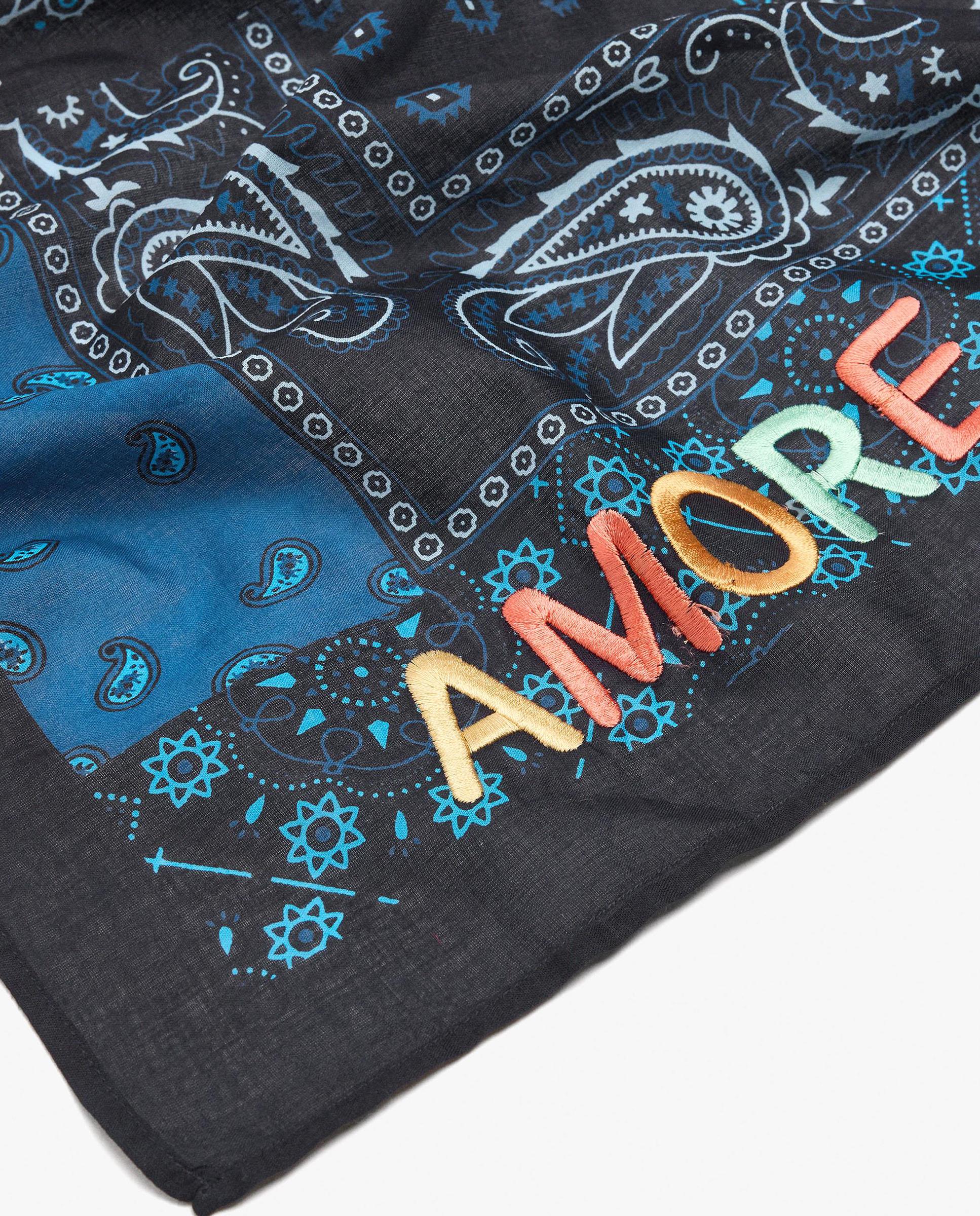 Pañuelo para el pelo 100% algodón con pespuntes y estampado paisley - Parfois - Azul Azul-3