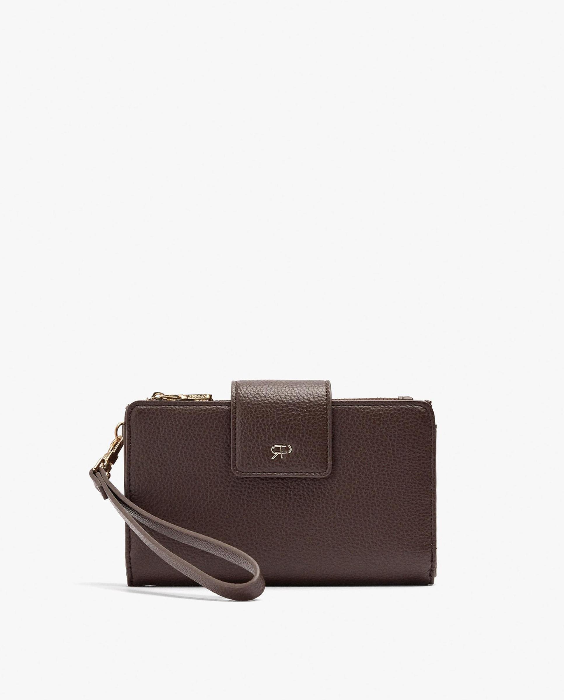 Cartera de mujer mediana con cierre de cremallera en liso - Parfois - Marrón oscuro Marrón oscuro-1