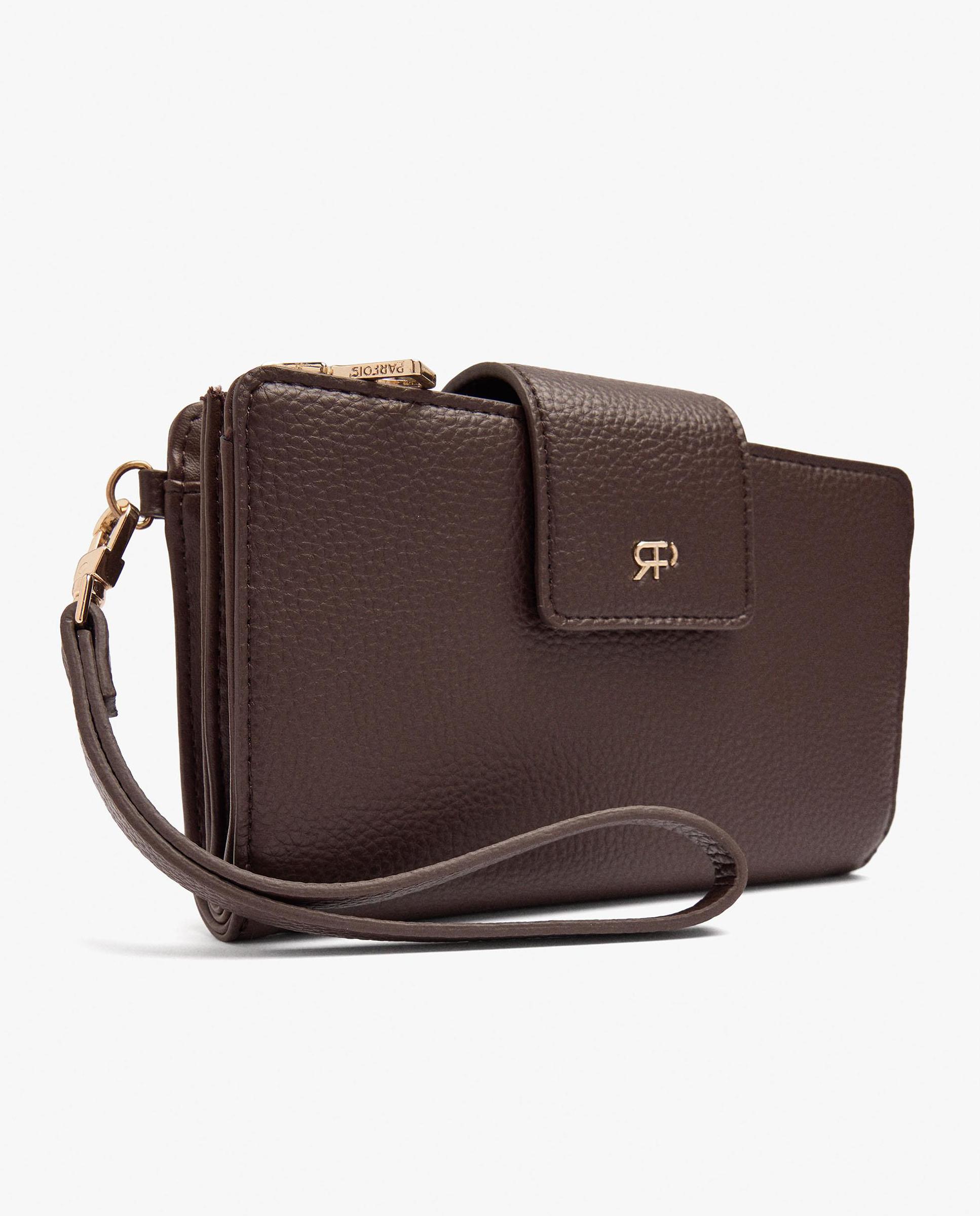 Cartera de mujer mediana con cierre de cremallera en liso - Parfois - Marrón oscuro Marrón oscuro-3