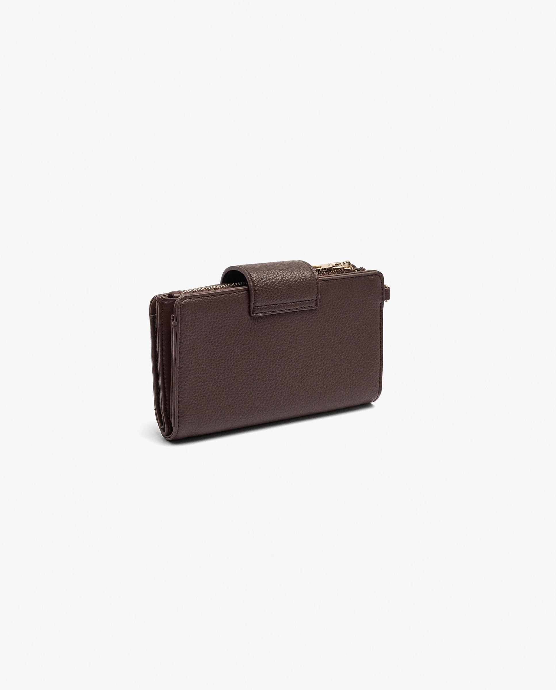 Cartera de mujer mediana con cierre de cremallera en liso - Parfois - Marrón oscuro Marrón oscuro-2