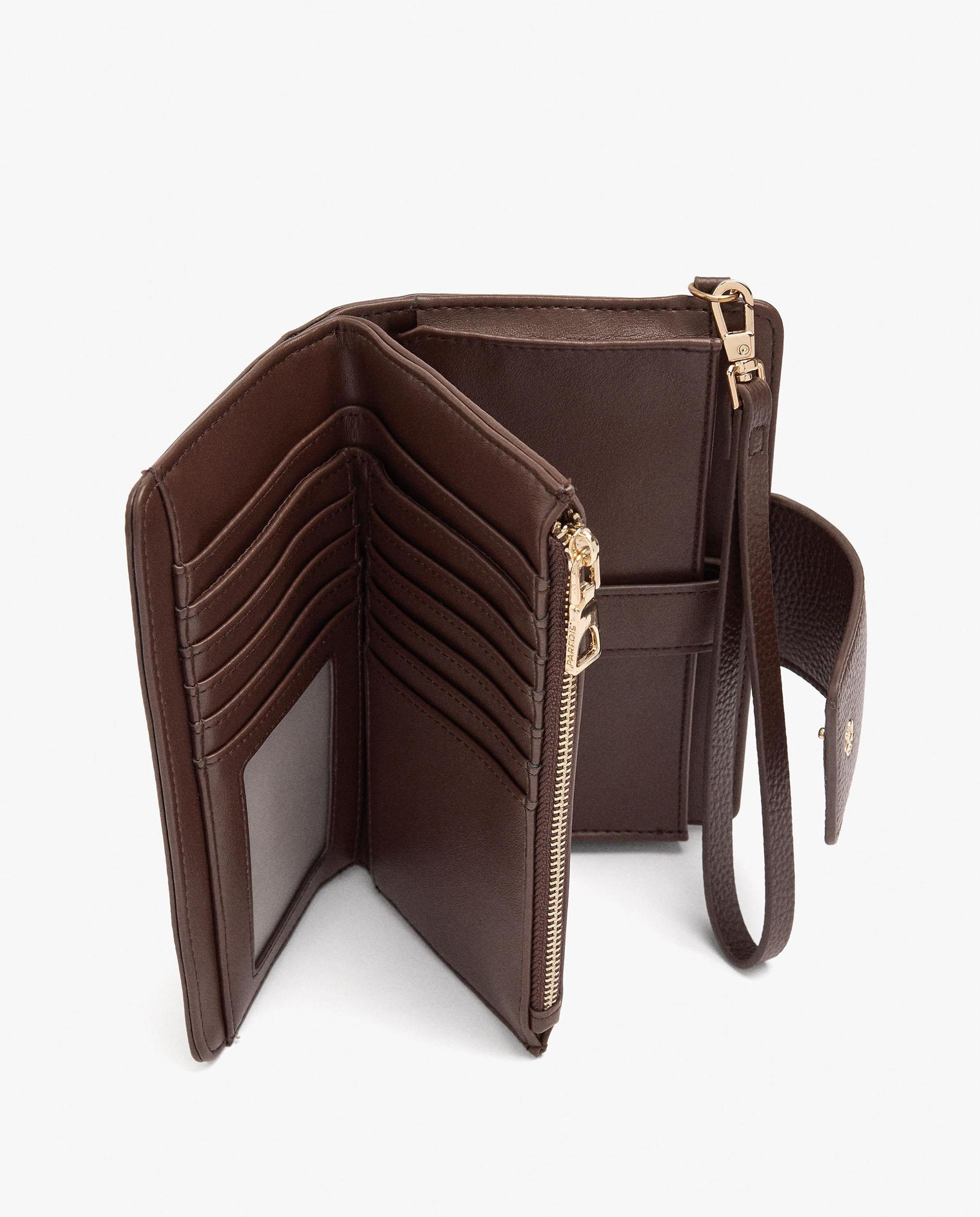 Cartera de mujer mediana con cierre de cremallera en liso - Parfois - Marrón oscuro Marrón oscuro-4