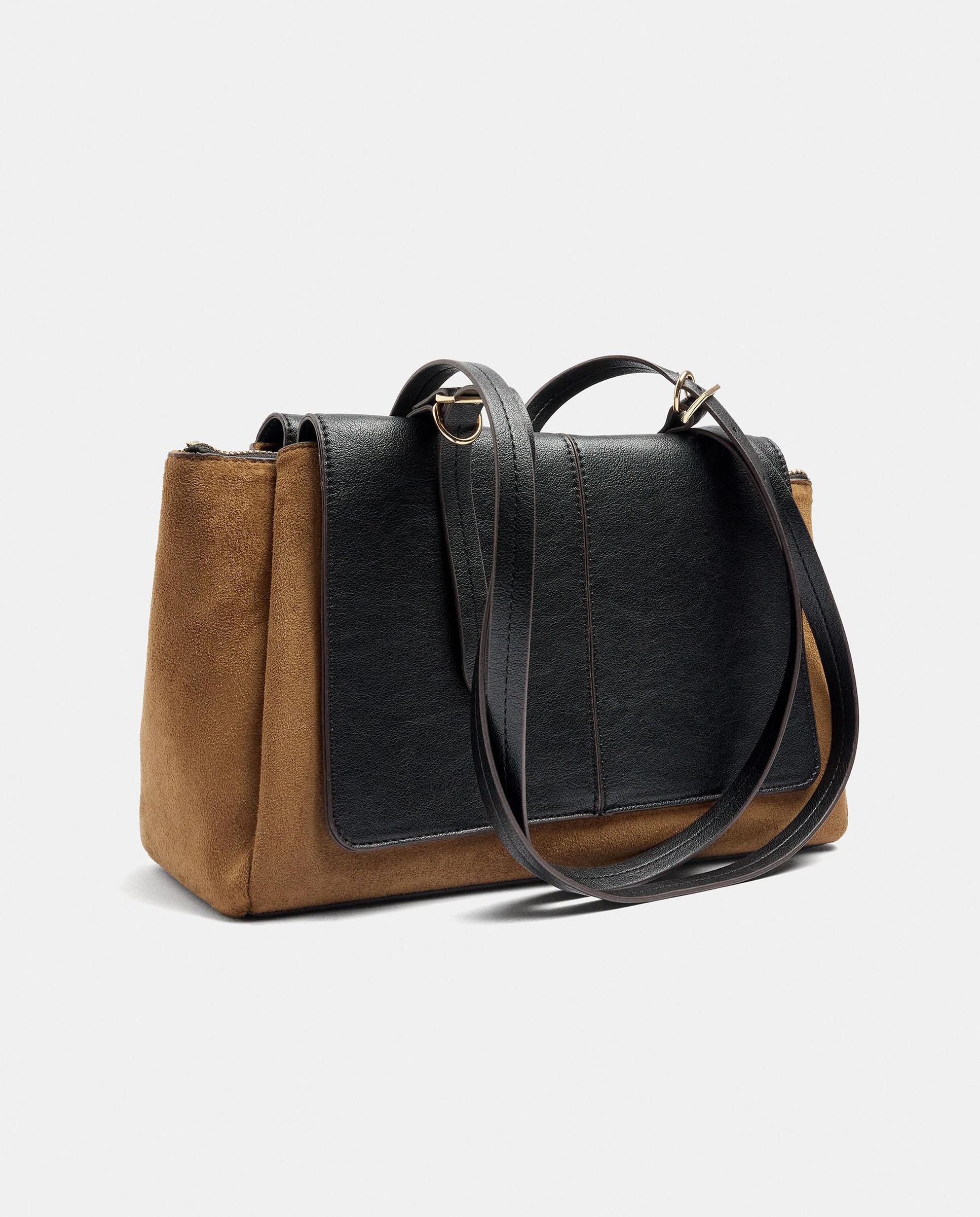 Bolso de mano estilo tote con varios compartimentos y cierre de cremallera en liso - Parfois - Camel Camel-2