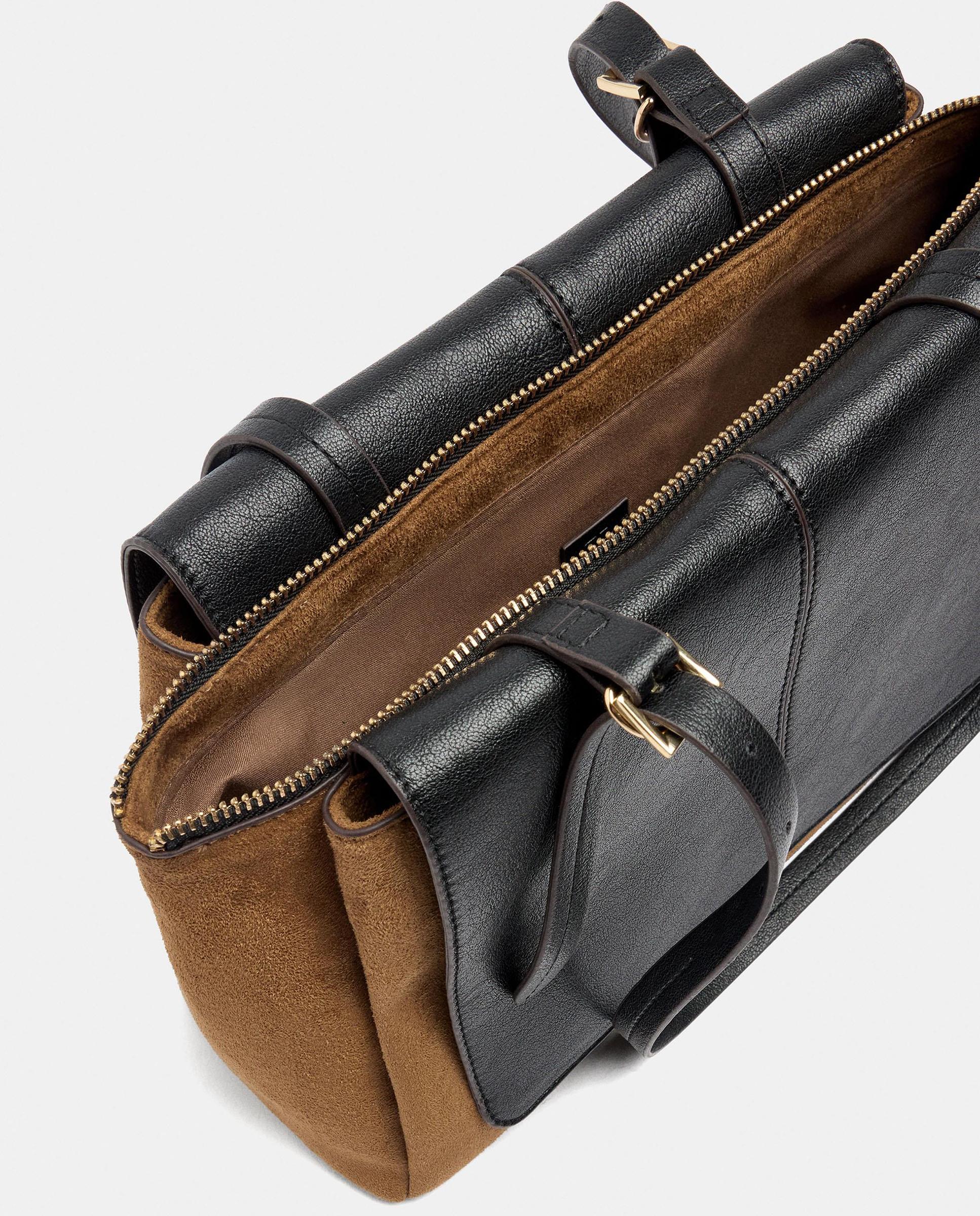 Bolso de mano estilo tote con varios compartimentos y cierre de cremallera en liso - Parfois - Camel Camel-4