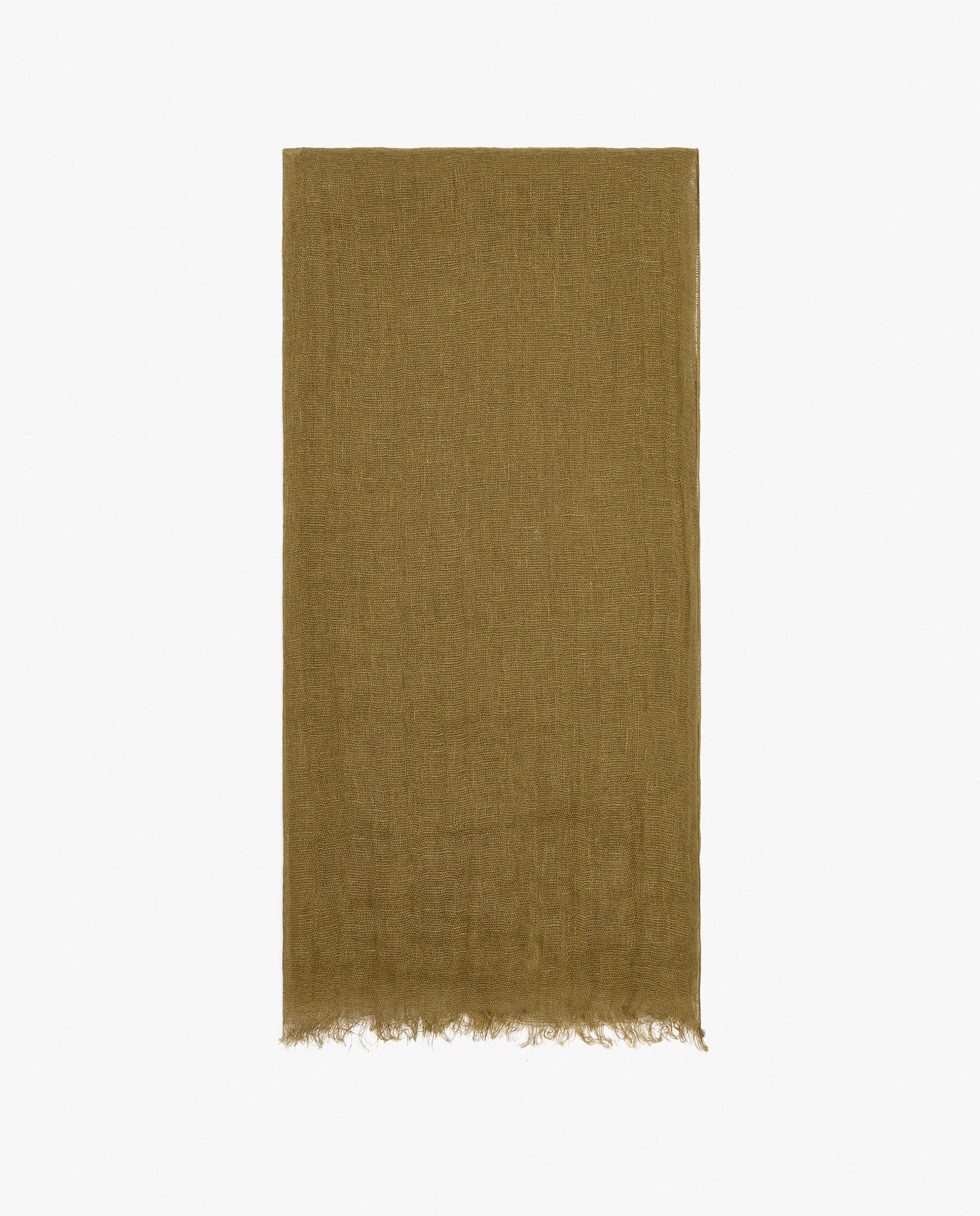 Pañuelo 100% lino con pespuntes en liso - Parfois - Kaki Kaki-1