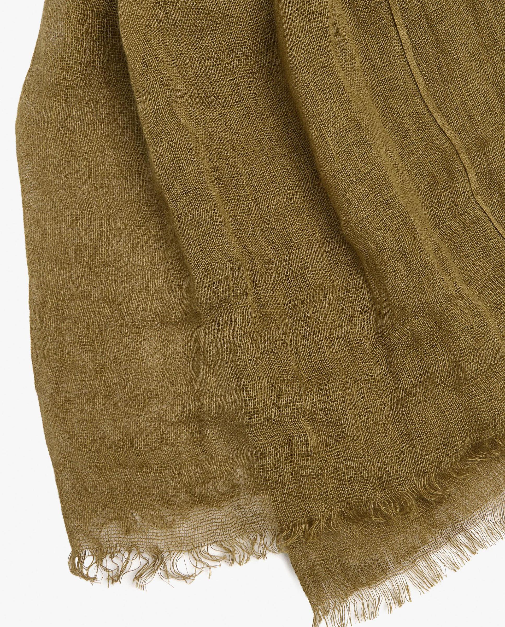 Pañuelo 100% lino con pespuntes en liso - Parfois - Kaki Kaki-2