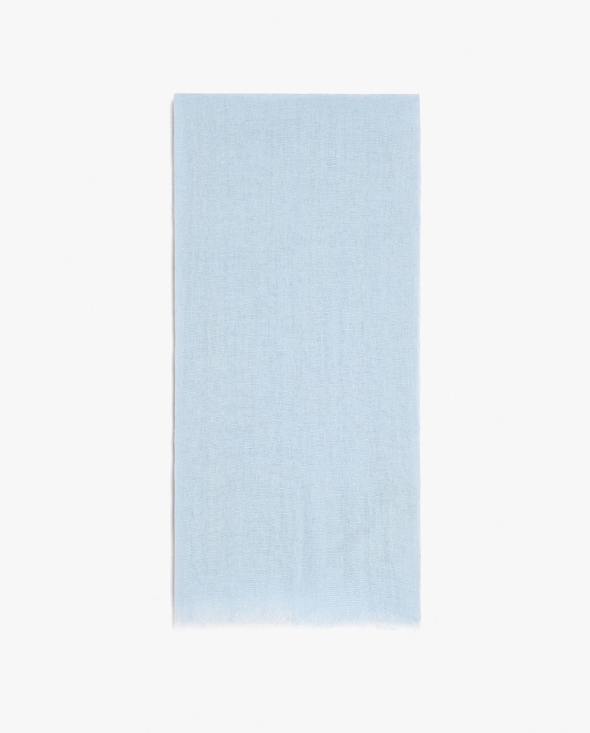Imagen 0 de Pañuelo 100% lino con pespuntes en liso Azul claro