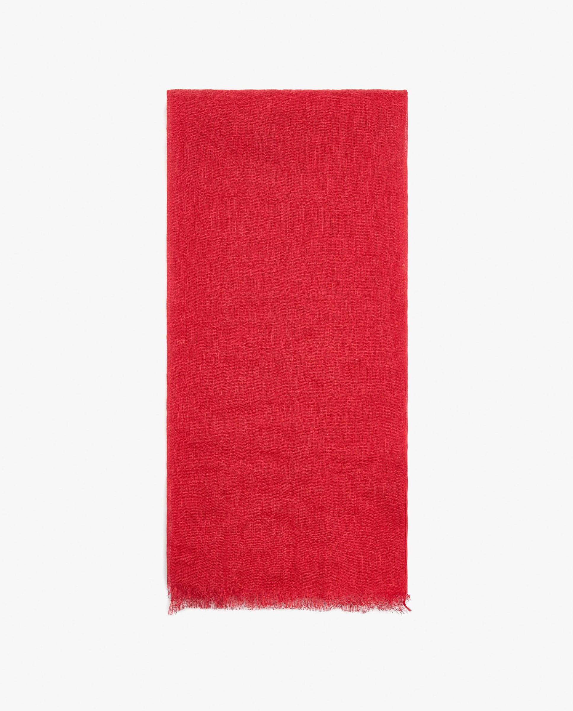Pañuelo 100% lino con pespuntes en liso - Parfois - Rojo Rojo-1