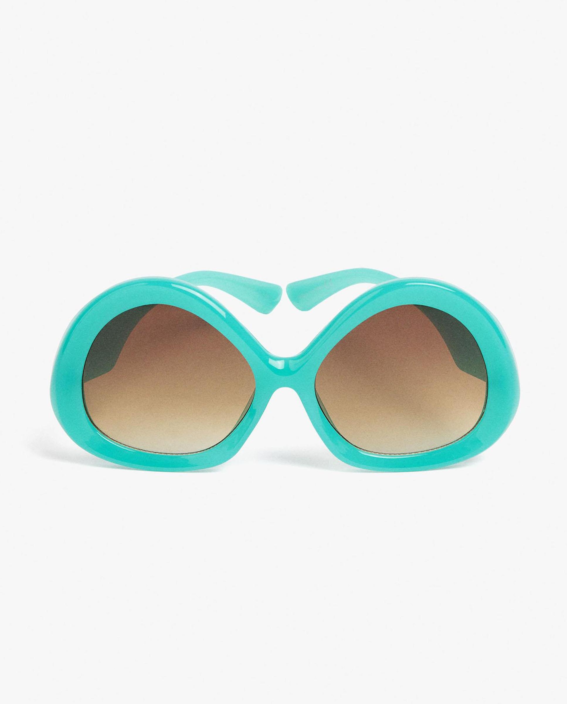 Gafas de sol de mujer con protección uv y forma redonda en liso - Parfois - Azul Azul-1