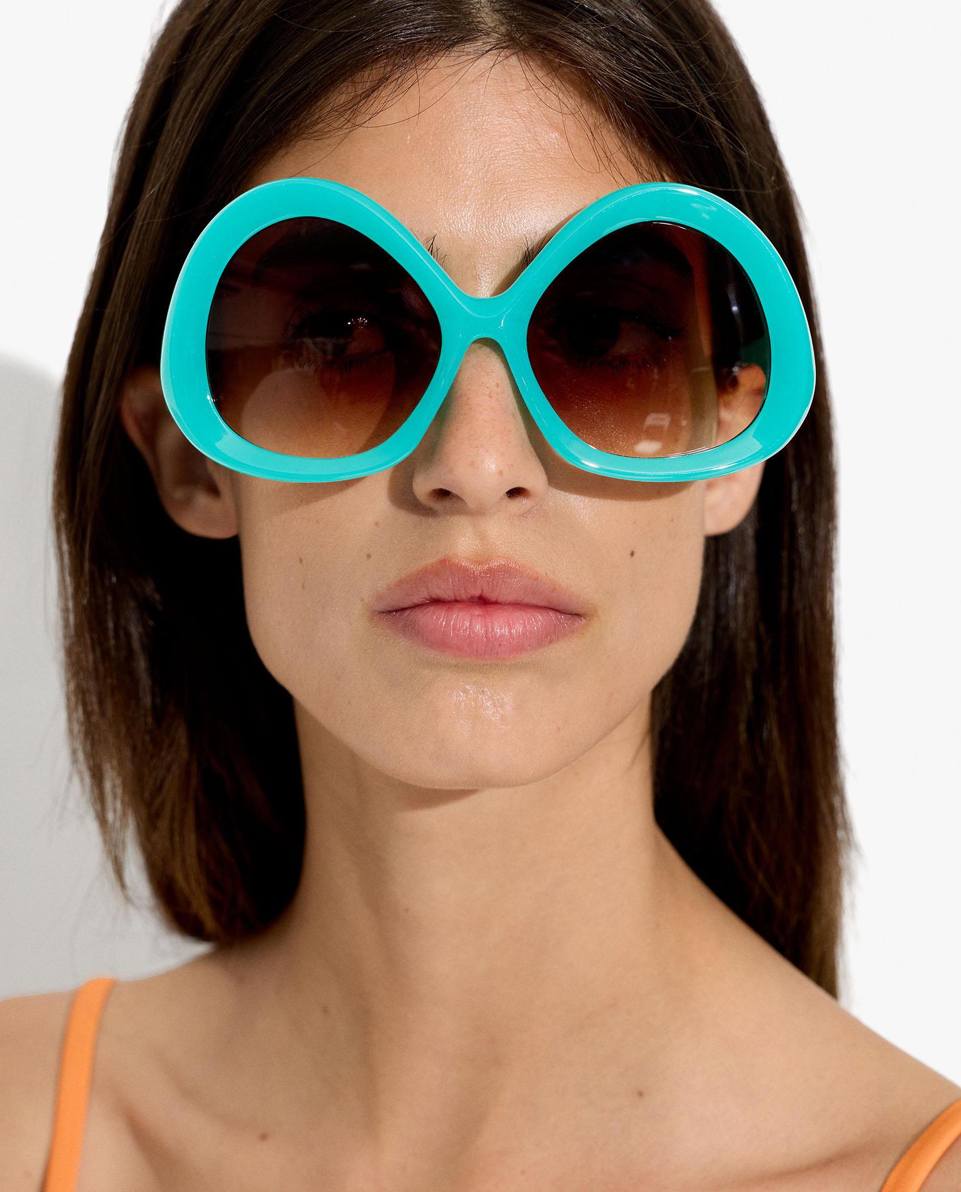 Gafas de sol de mujer con protección uv y forma redonda en liso - Parfois - Azul Azul-2