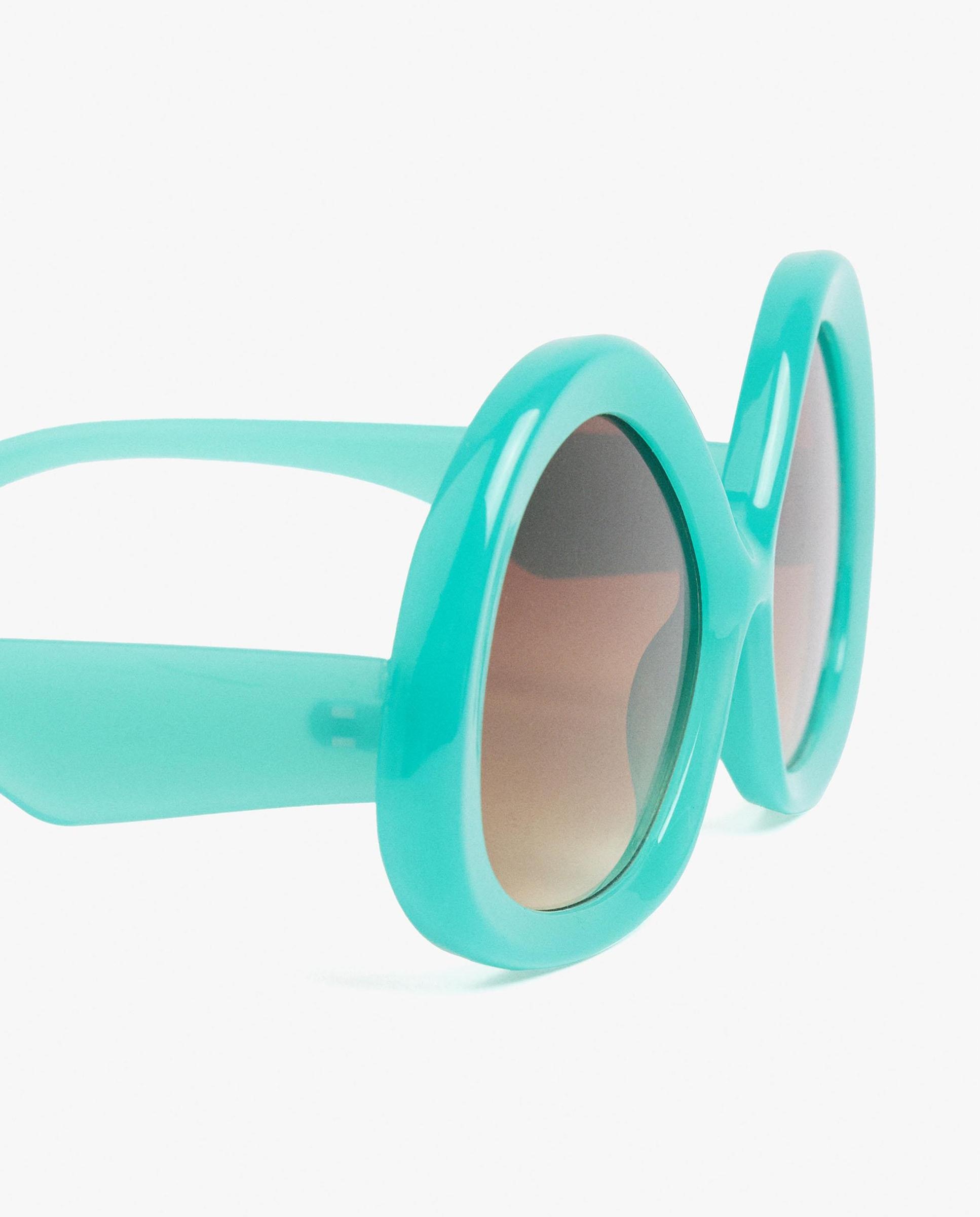 Gafas de sol de mujer con protección uv y forma redonda en liso - Parfois - Azul Azul-3